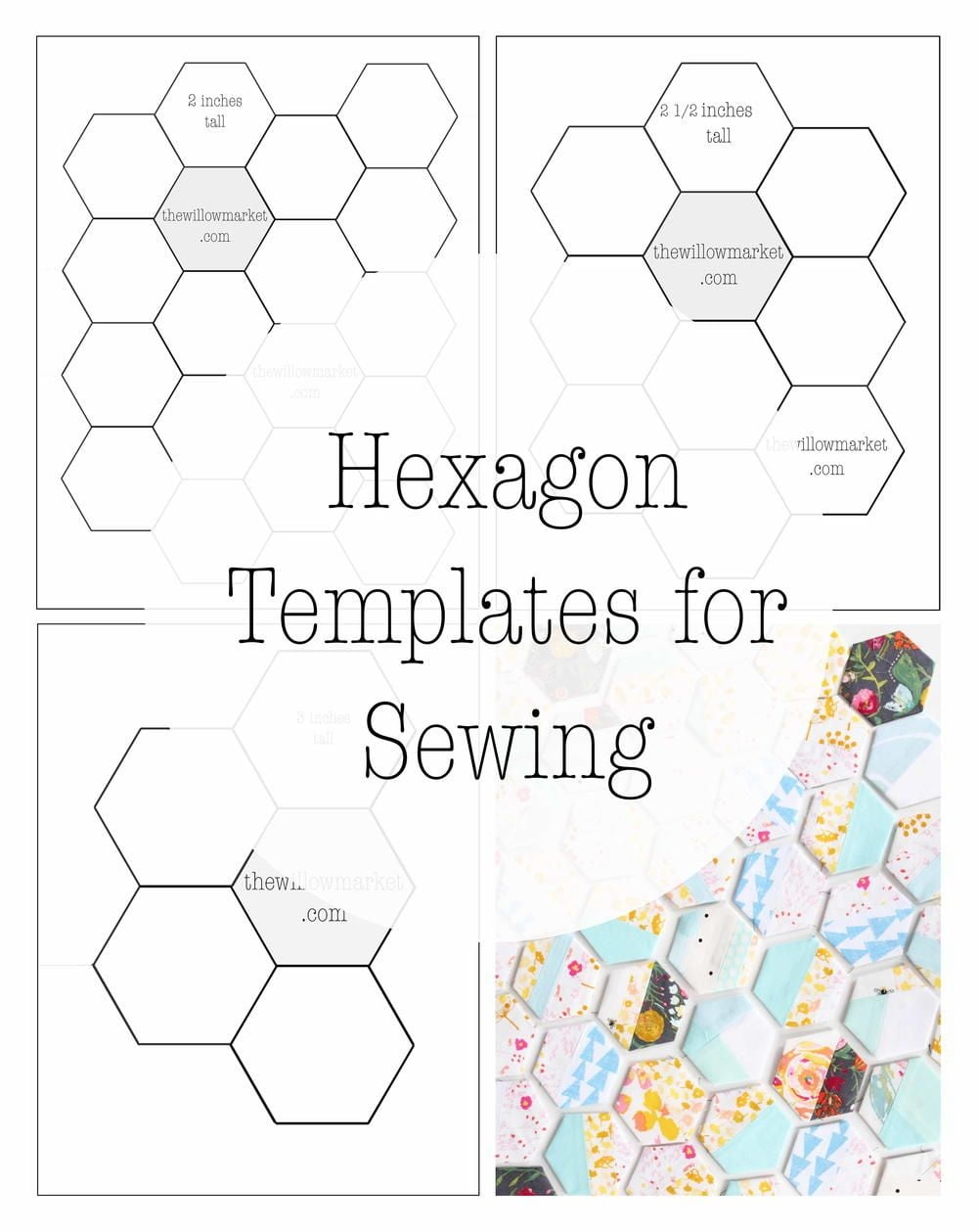 Hexagon Templates For A Hexie Quilt Or Project Hexie Quilt Hexagon Quilt Pattern Hexie Quilts Patterns