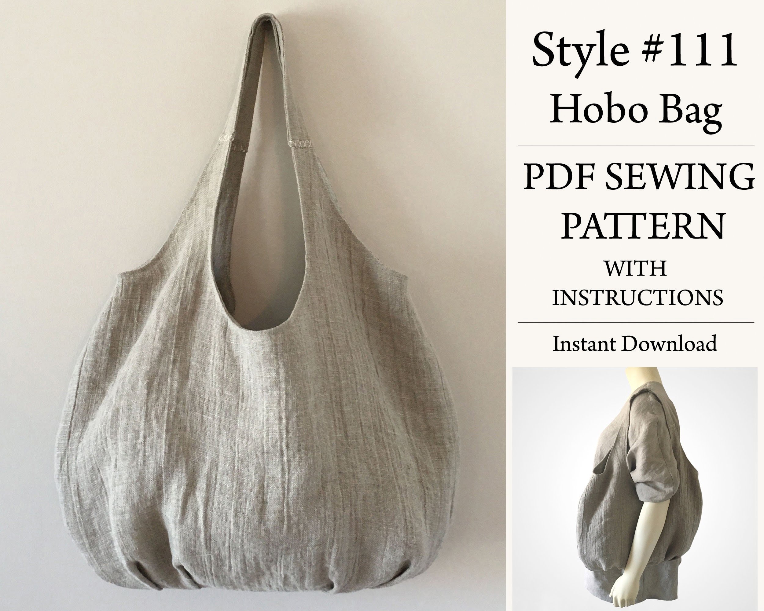 Hobo Bag PDF Sewing Pattern Instant Download Pattern Etsy de