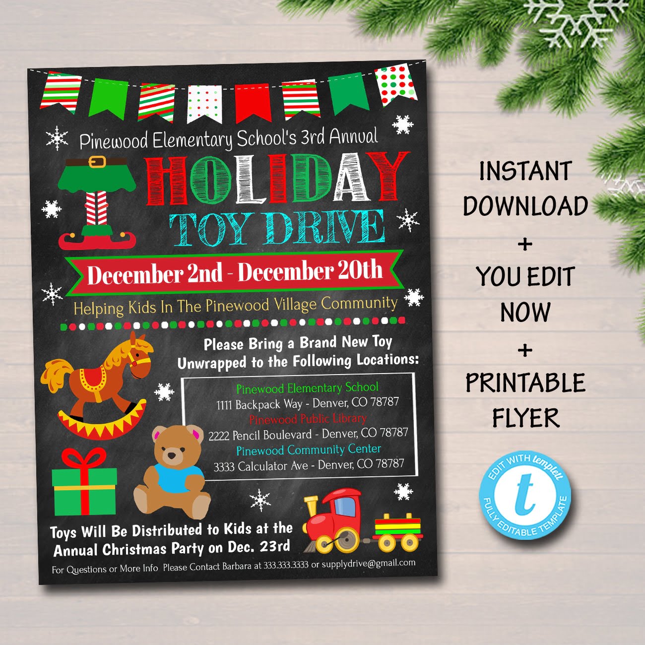 Printable Holiday Toy Drive Flyer Template Free