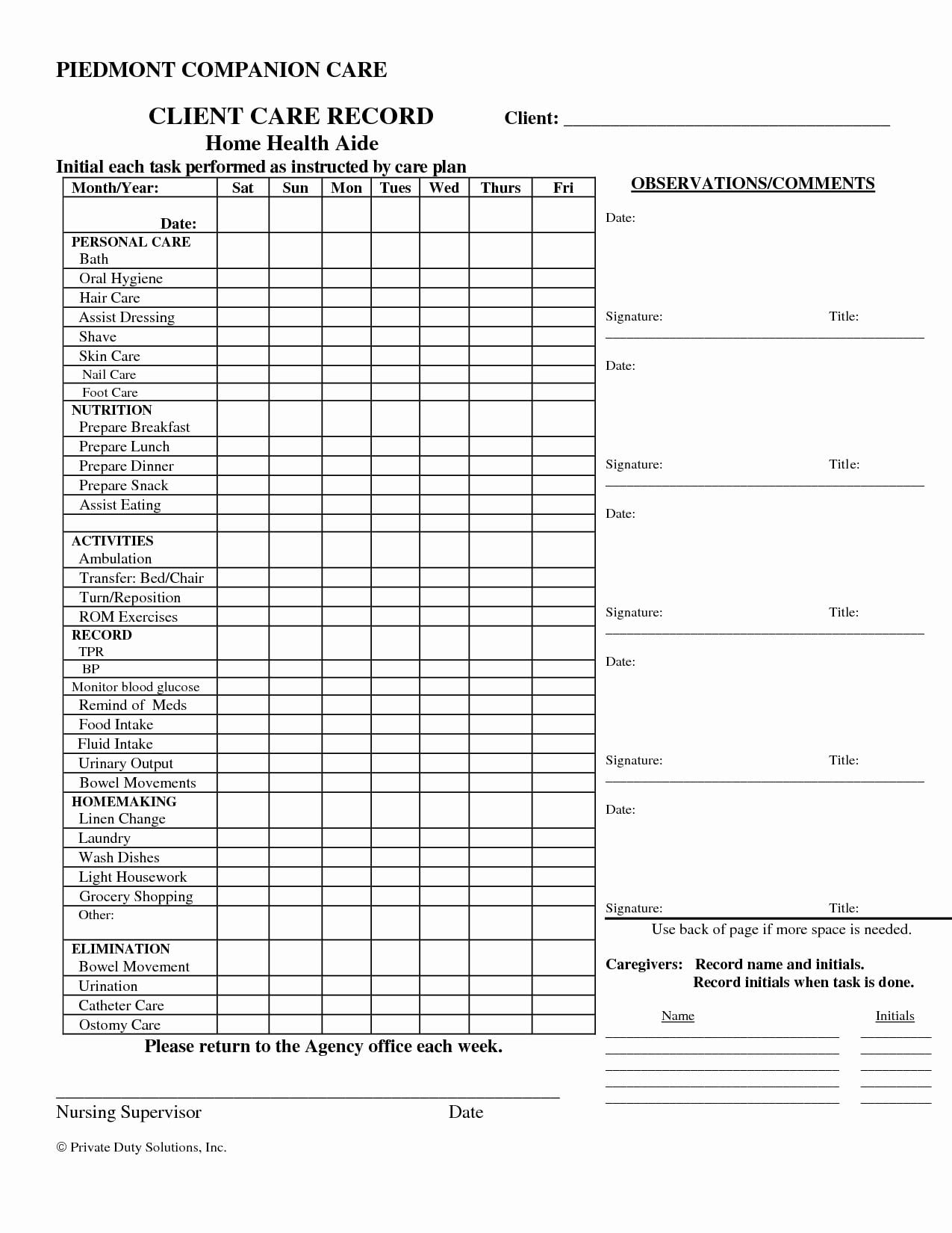 Home Health Care Plan Template Unique 24 Of Home Care Pca Aide Timesheet Template Home Health Aide Nursing Home Care Care Plans