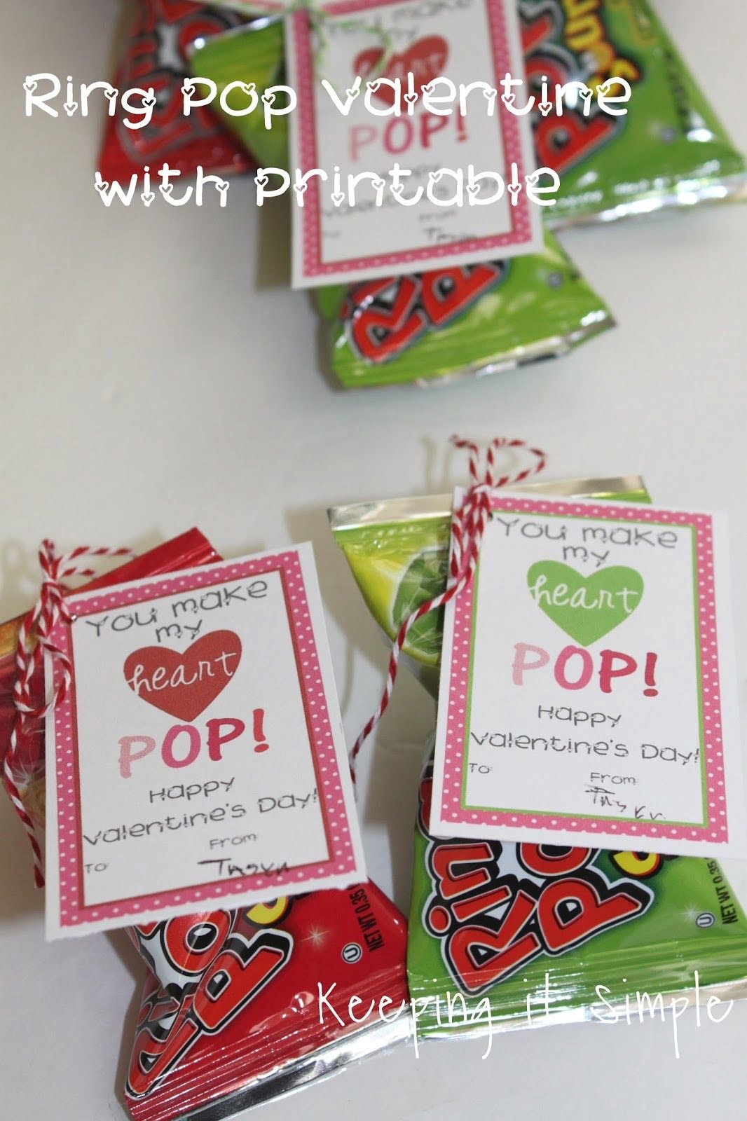 Homemade Valentines Ring Pop Valentine With Printable Keeping It Simple Homemade Valentines Valentines Printables Valentine Gifts For Kids