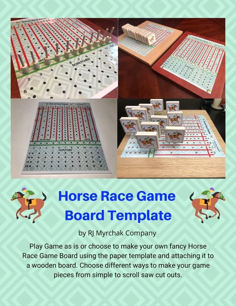 Horse Race Board Game Template Etsy Horse Race Game Board Game Template Board Games