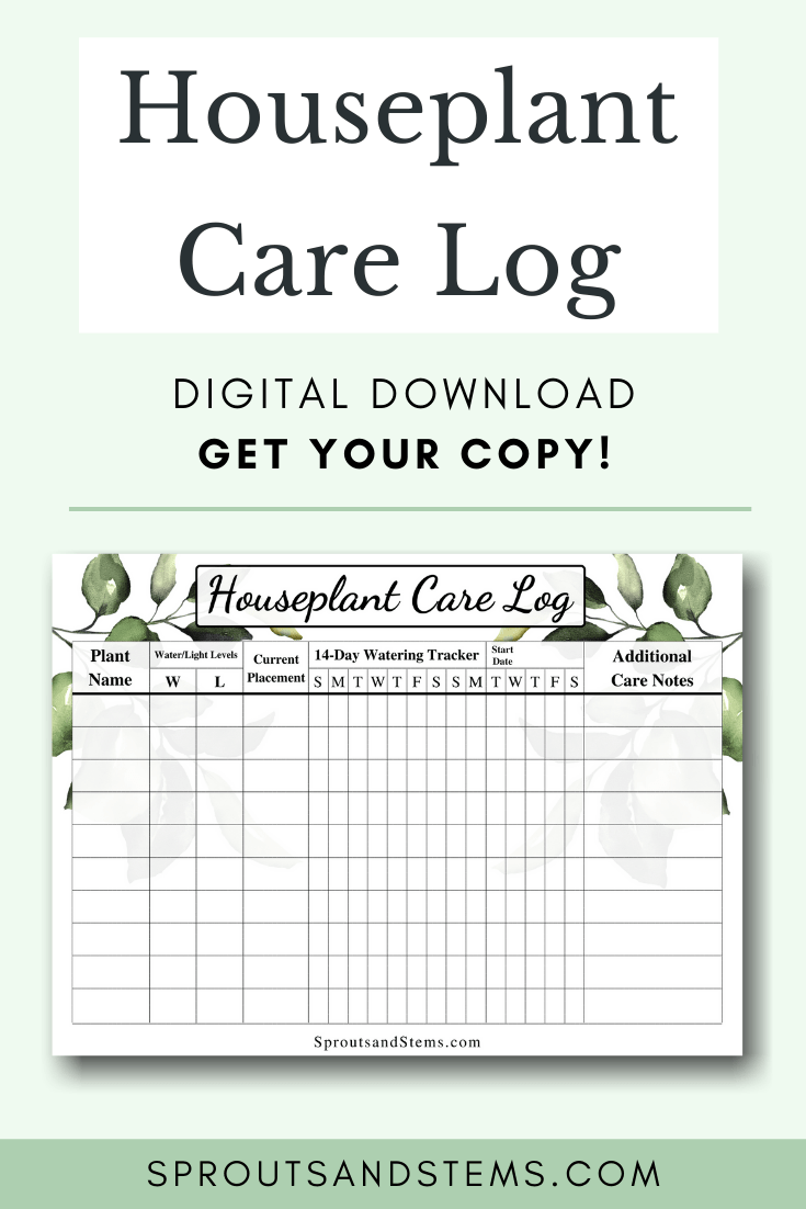 Houseplant Care Log House Plant Care Plant Journal Template House Plants