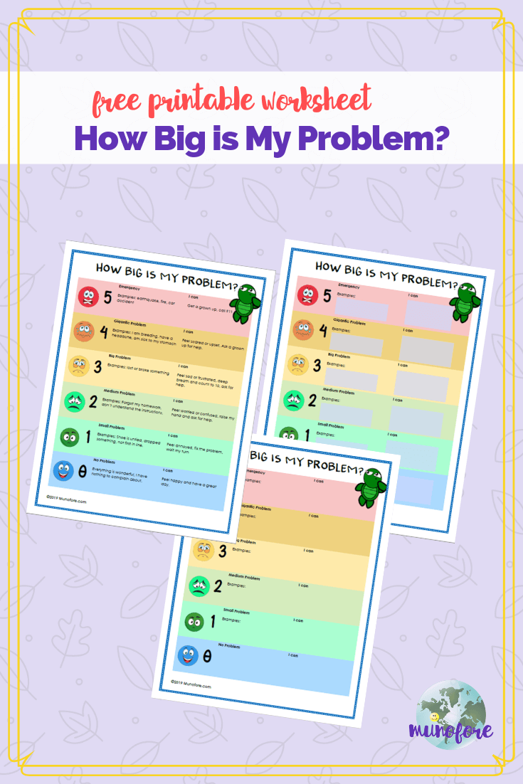 How Big Is My Problem Free Printable Munofore Art Therapy Activities Therapy Activities Anxiety In Children