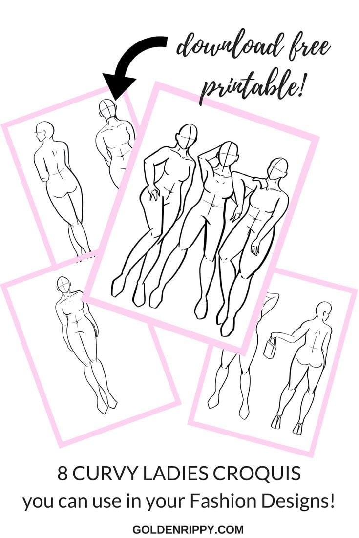 How To Make Your Fashion Illustrations Look More Professional Free Printable Curvy Croquis Golden Rippy Fashion Design Template Fashion Illustration Free Printables