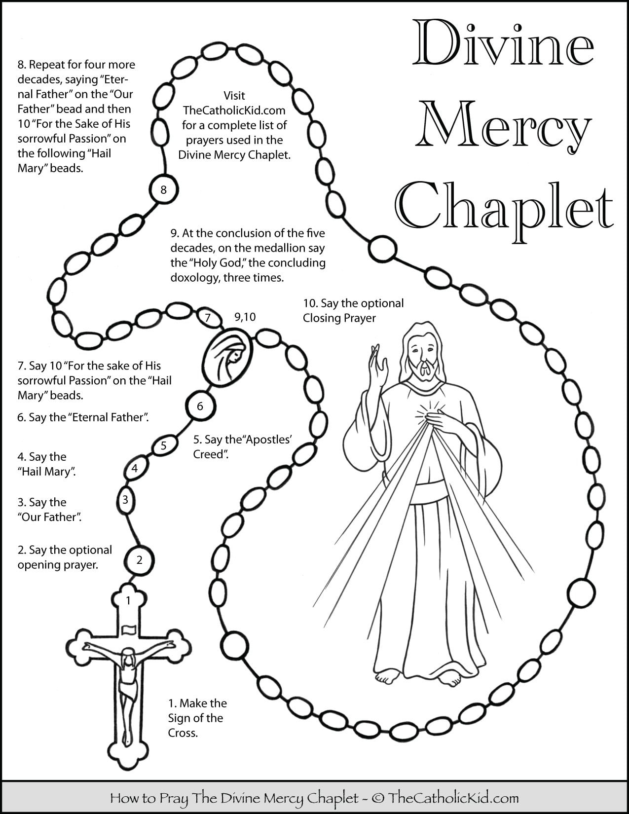 How To Pray The Divine Mercy Chaplet Kids Coloring Page 