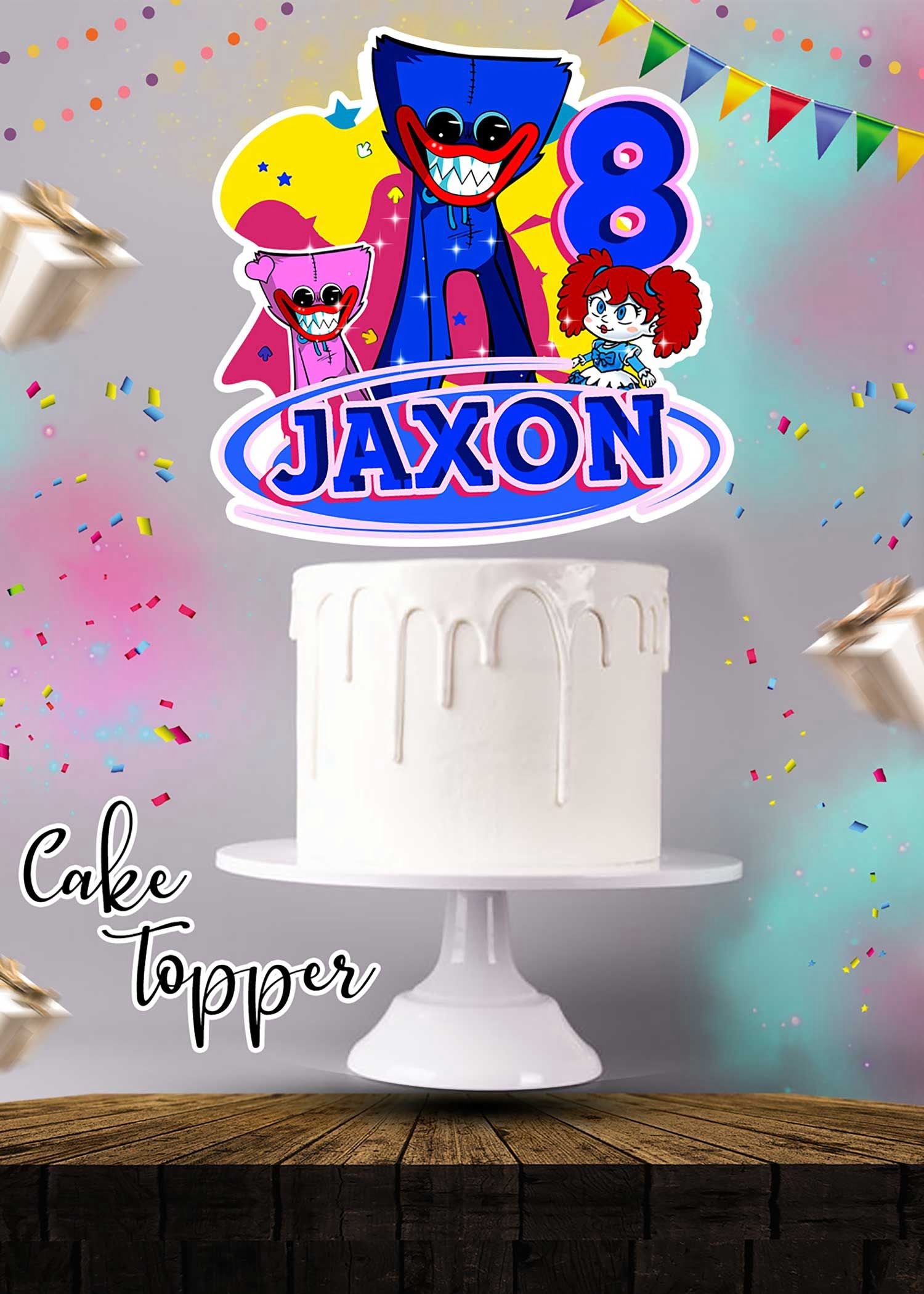 Huggy Wuggy Cake Topper Digital And Printable In 2022 Birthday Cake Toppers Cake Toppers Happy Birthday Cakes