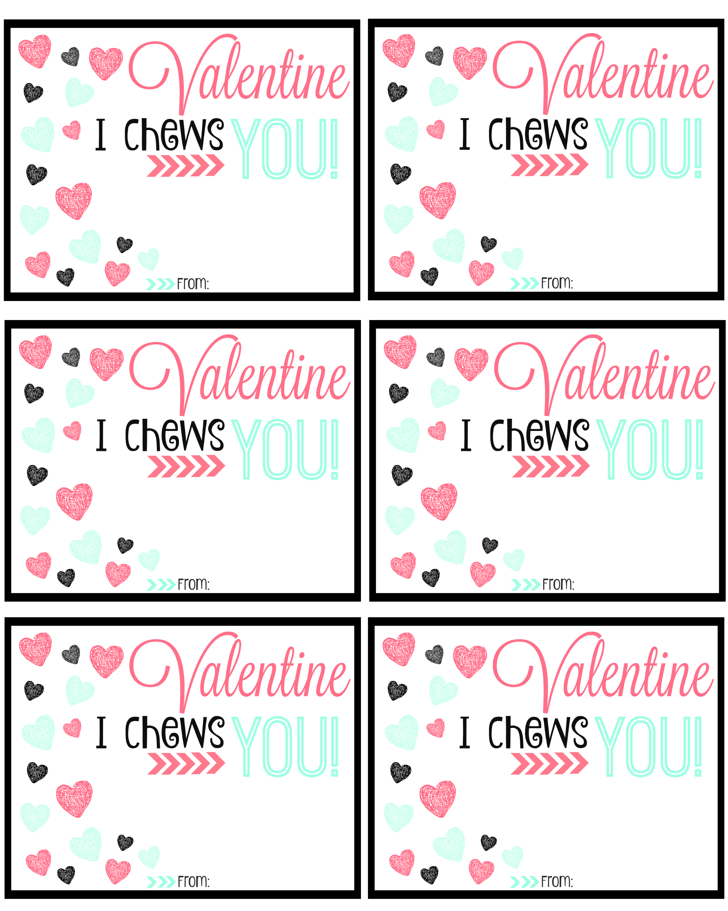 I Chews You Valentine Printable