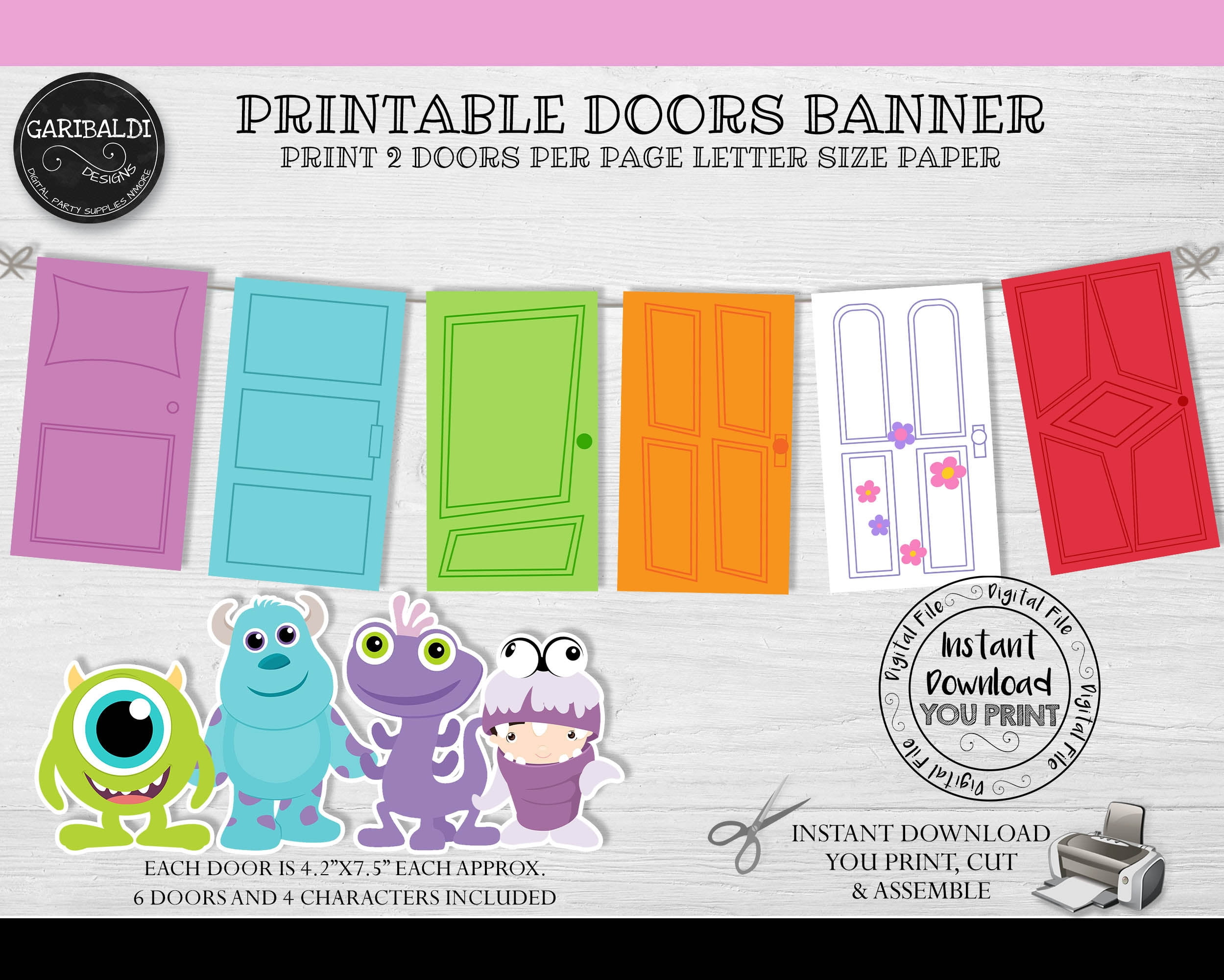 Instant Download Printable Monsters Banner Monsters Doors Etsy de