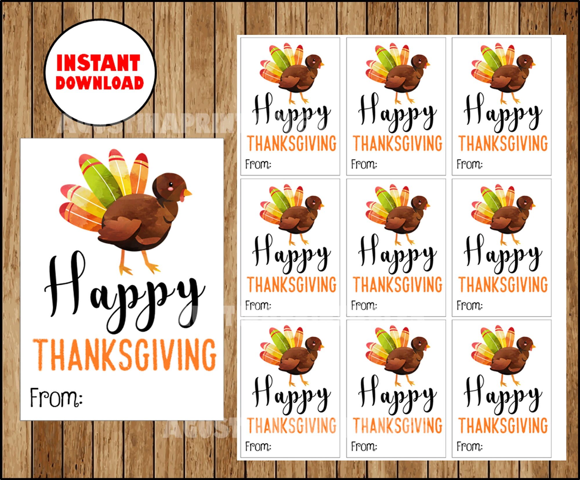 INSTANT DOWNLOAD Printable Thanksgiving Tags Happy Etsy de