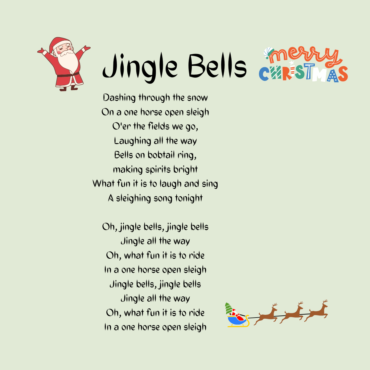 Lyrics To Jingle Bells Printable