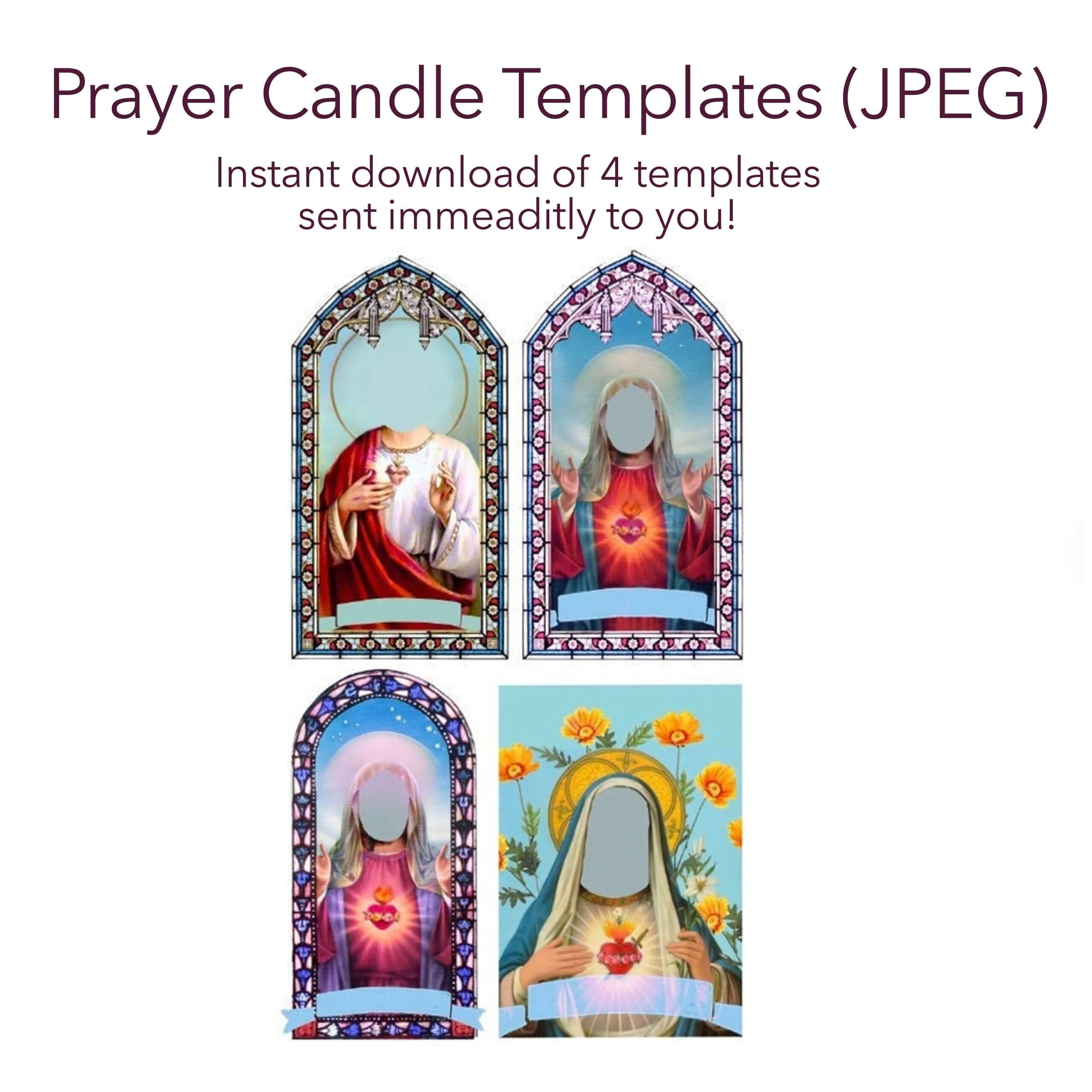 JPEG Prayer Candle Templates Set Of 4 Digital Download Etsy