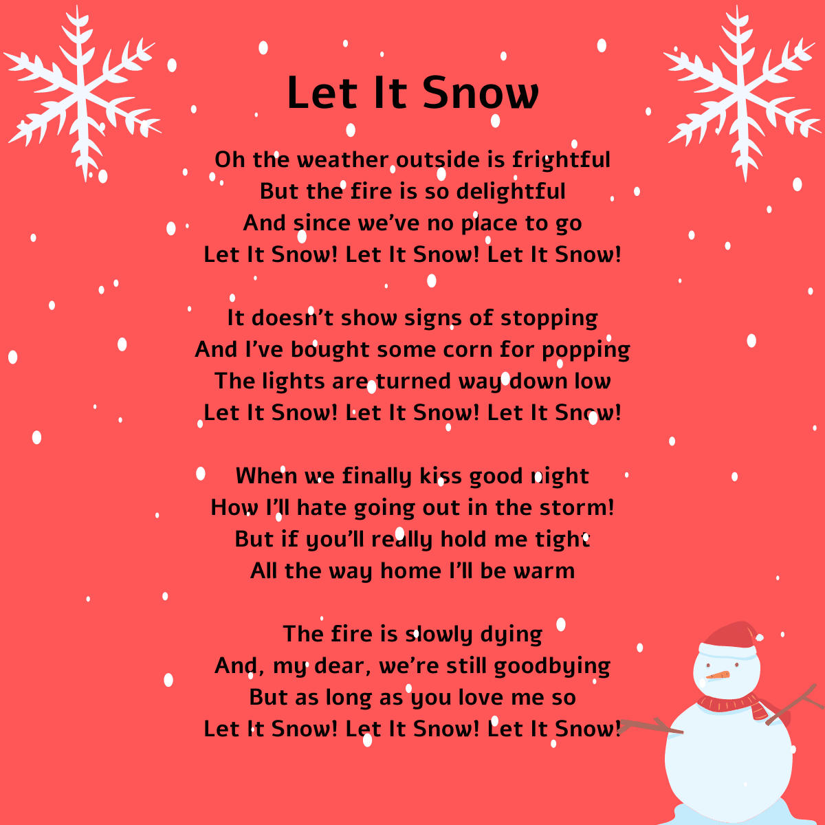 Let It Snow Printable Lyrics Origins And Video