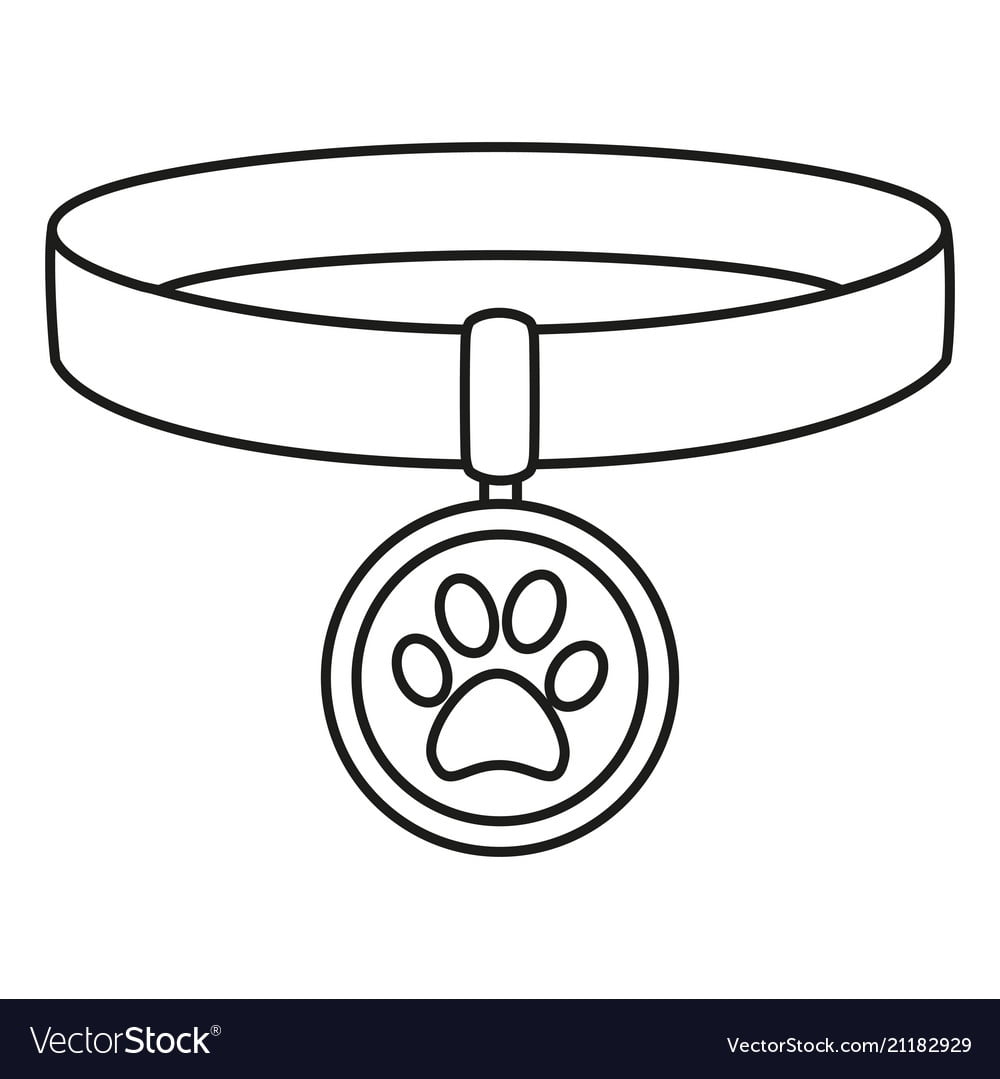 Line Art Black And White Pet Collar Royalty Free Vector