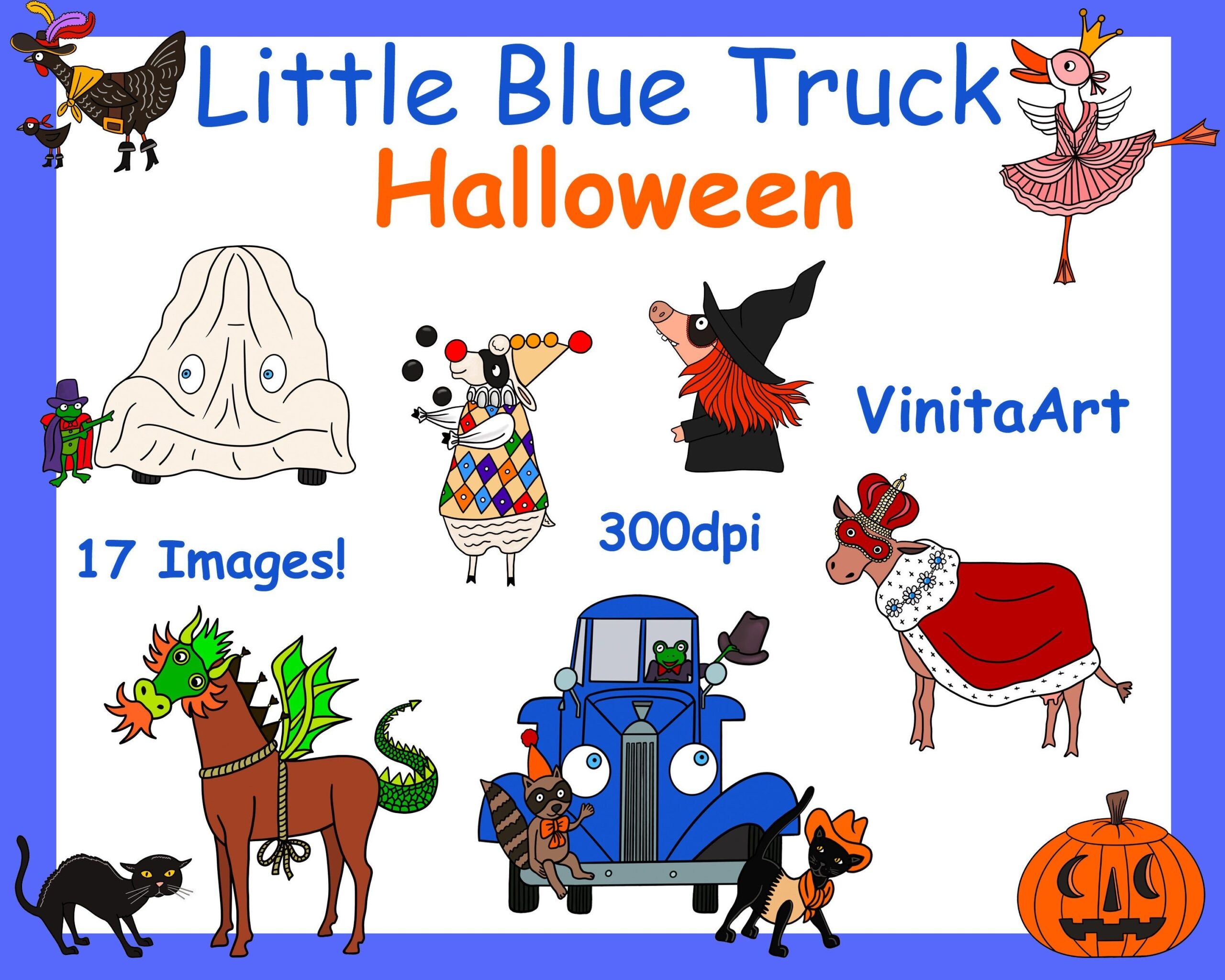 Little Blue Truck Halloween Storybook Clipart Printable Etsy Little Blue Trucks Cute Stories Storybook