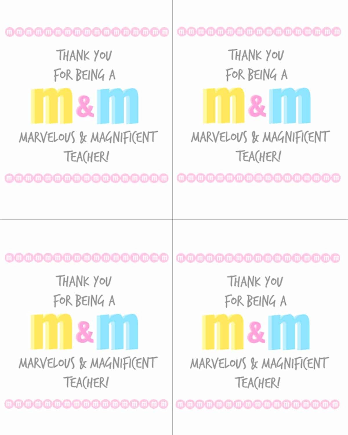 Free Printable M&m Gift Tags