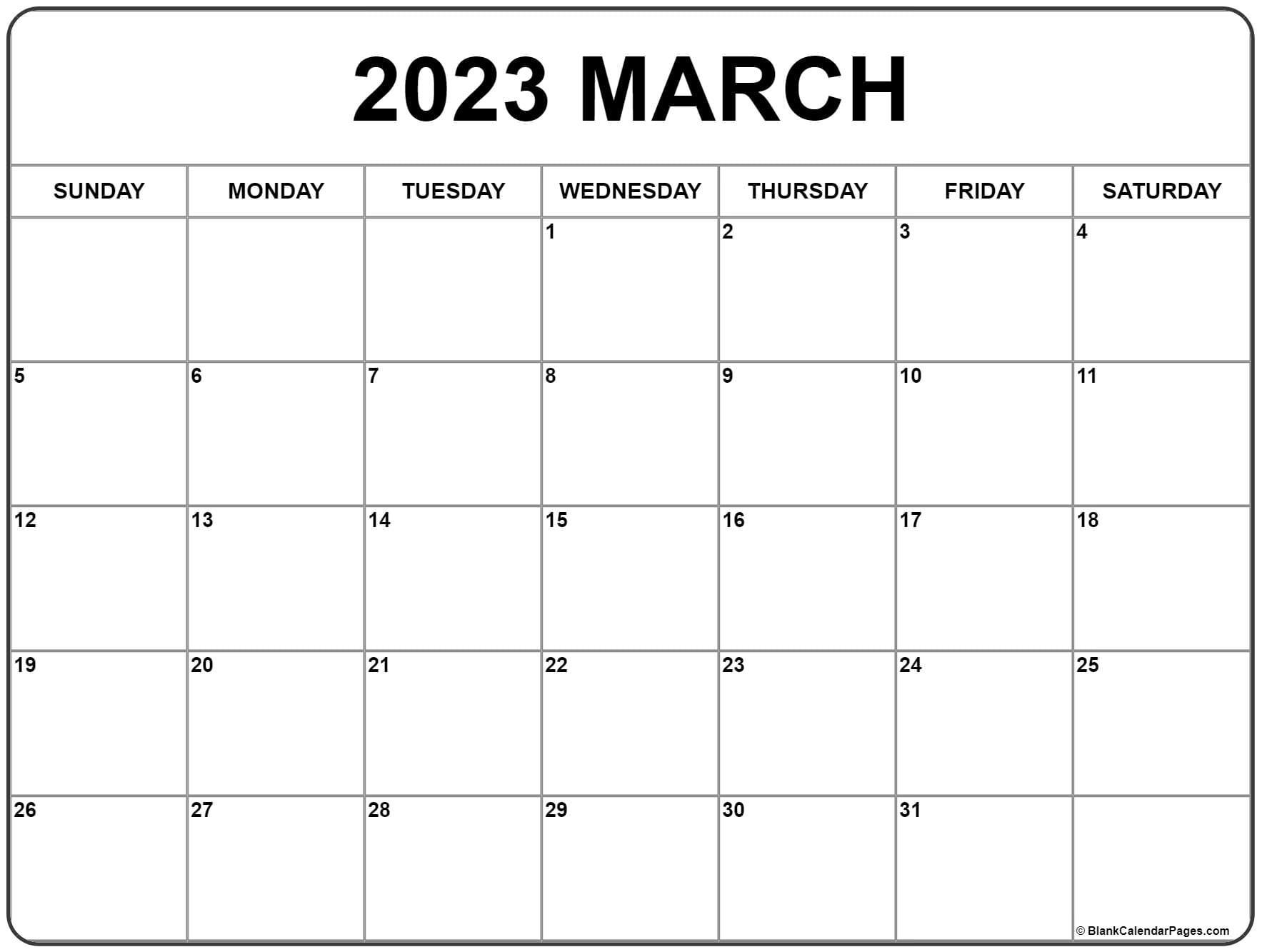 Printable Calendar March 2023