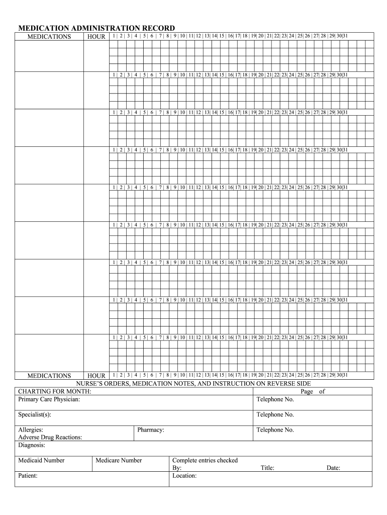 Printable Medication Administration Record Template Word