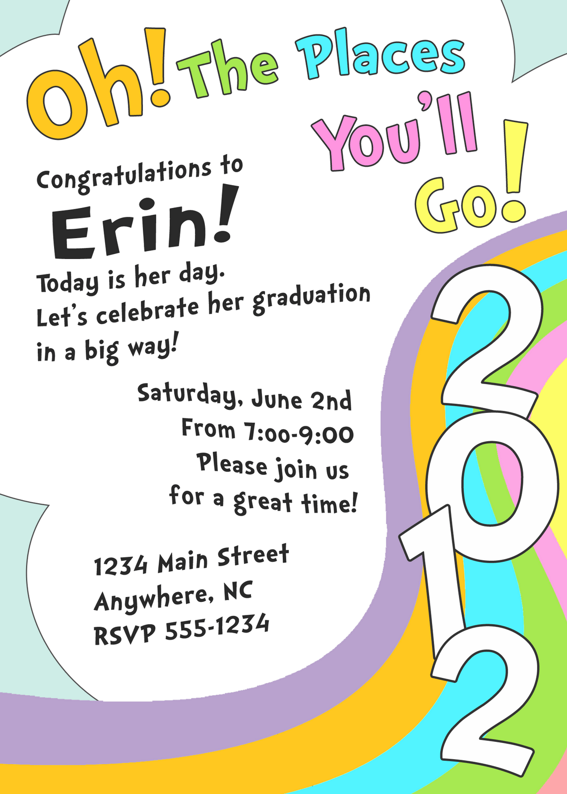Meghily s Oh The Places You ll Go Graduation Invite Graduation Invitations Template Graduation Party Invitations Templates Graduation Invitations