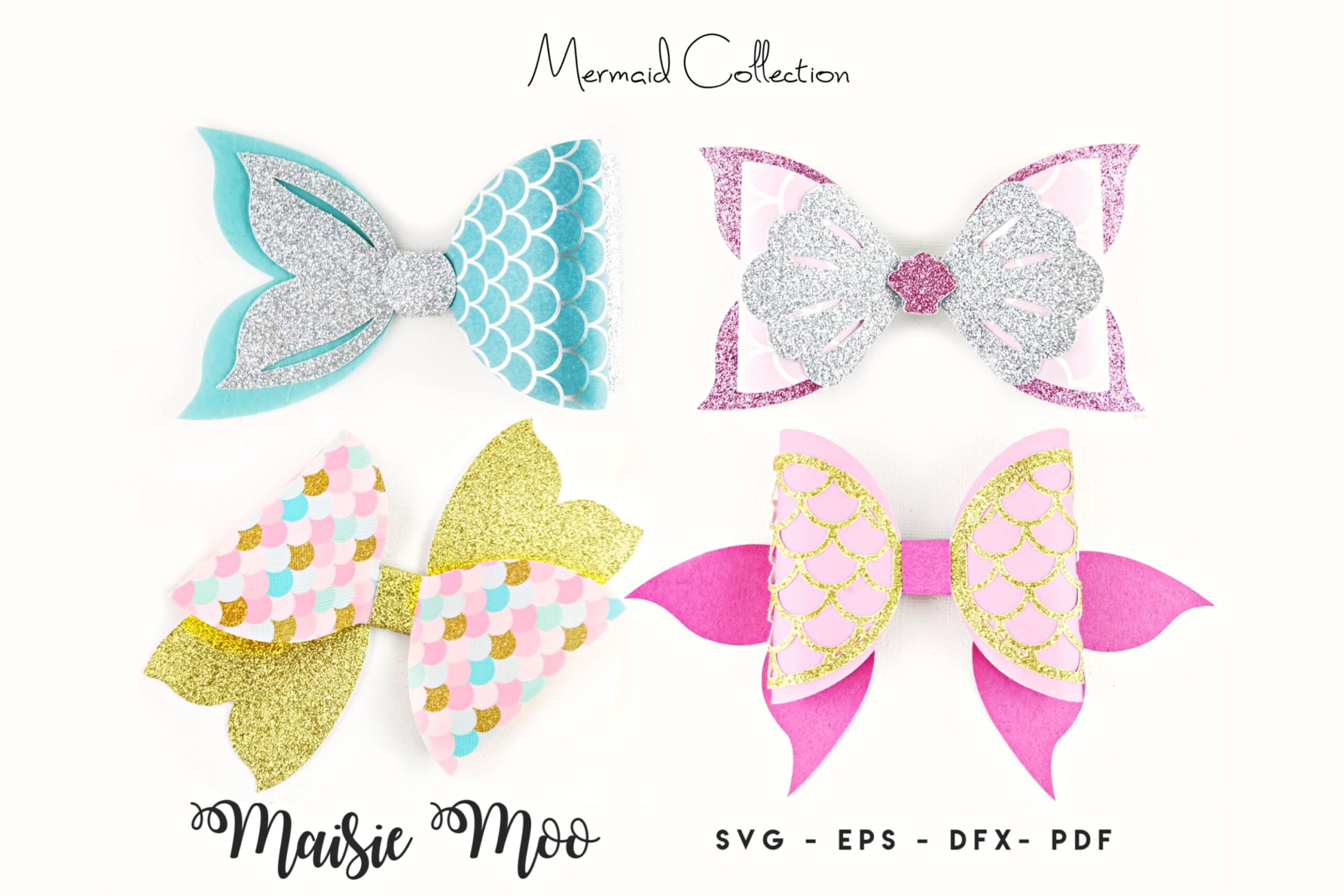 Mermaid Bow SVG Collection Mermaid Tail Bow Template SVG