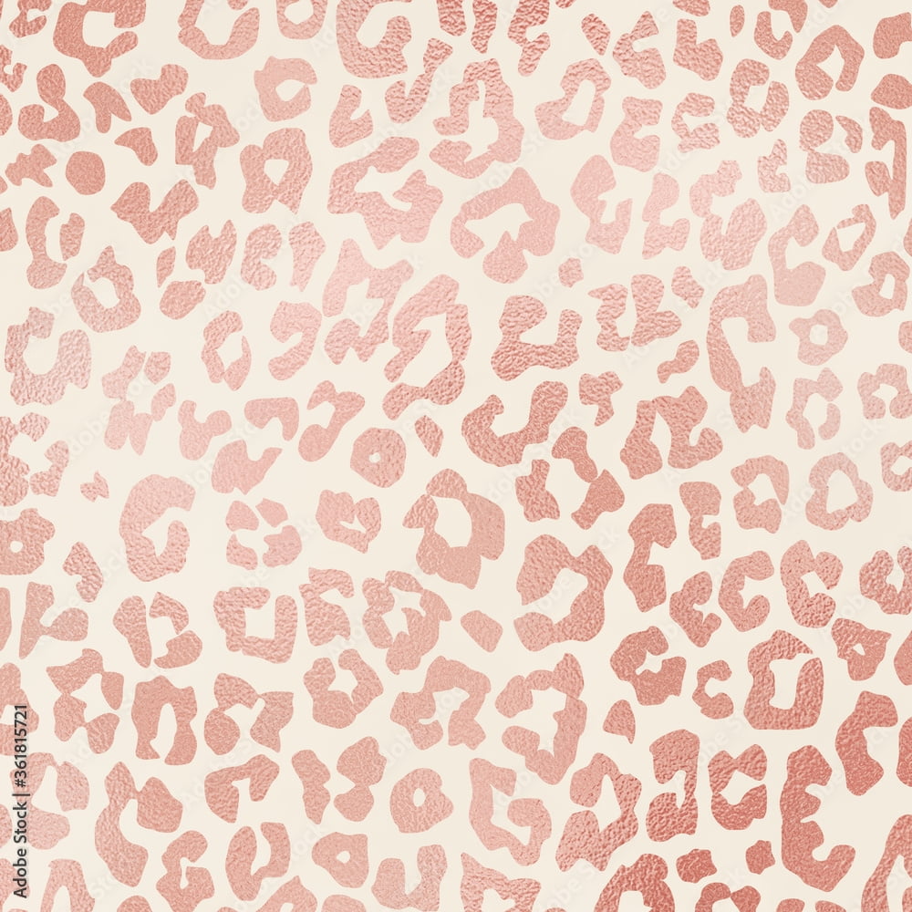 Metallic Rose Gold Animal Print Pattern On Ivory Background Leopard Stock Illustration Adobe Stock