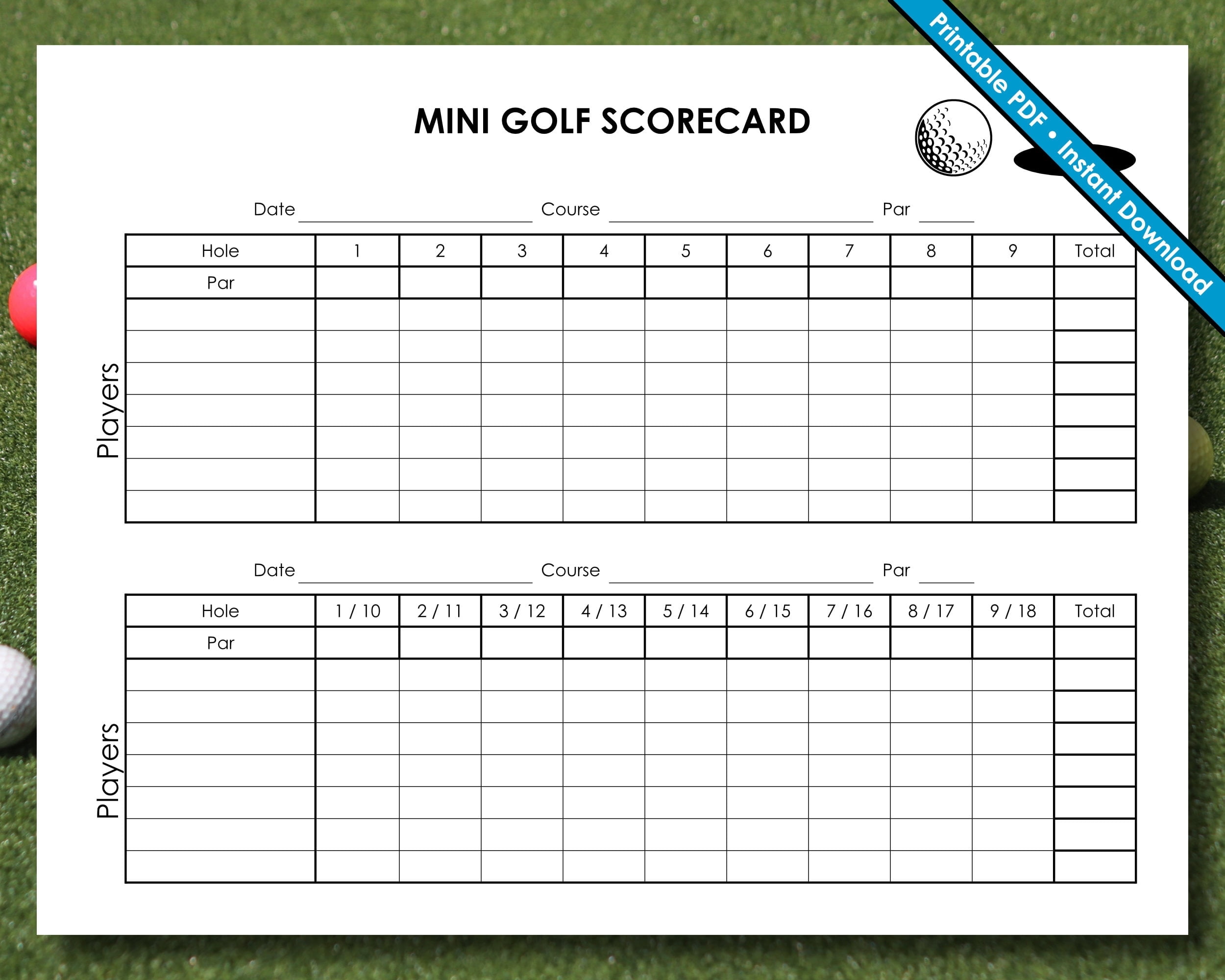Printable Blank Golf Scorecard Template