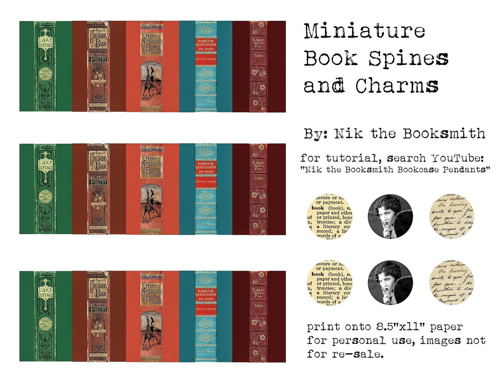 Miniature Book Spines And Charms Miniature Books Book Spine Miniatures