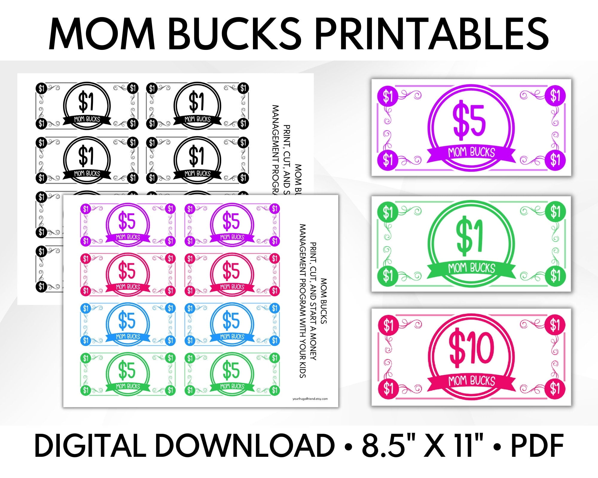 Mom Bucks Printable Behavior Bucks Chore Bucks Reward Etsy de