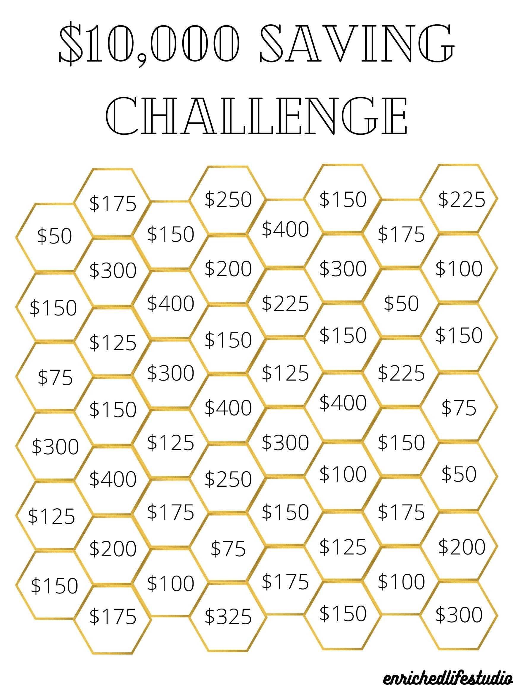 Money Savings Challenge Printable Save 10000 Dollars In 52 Etsy de