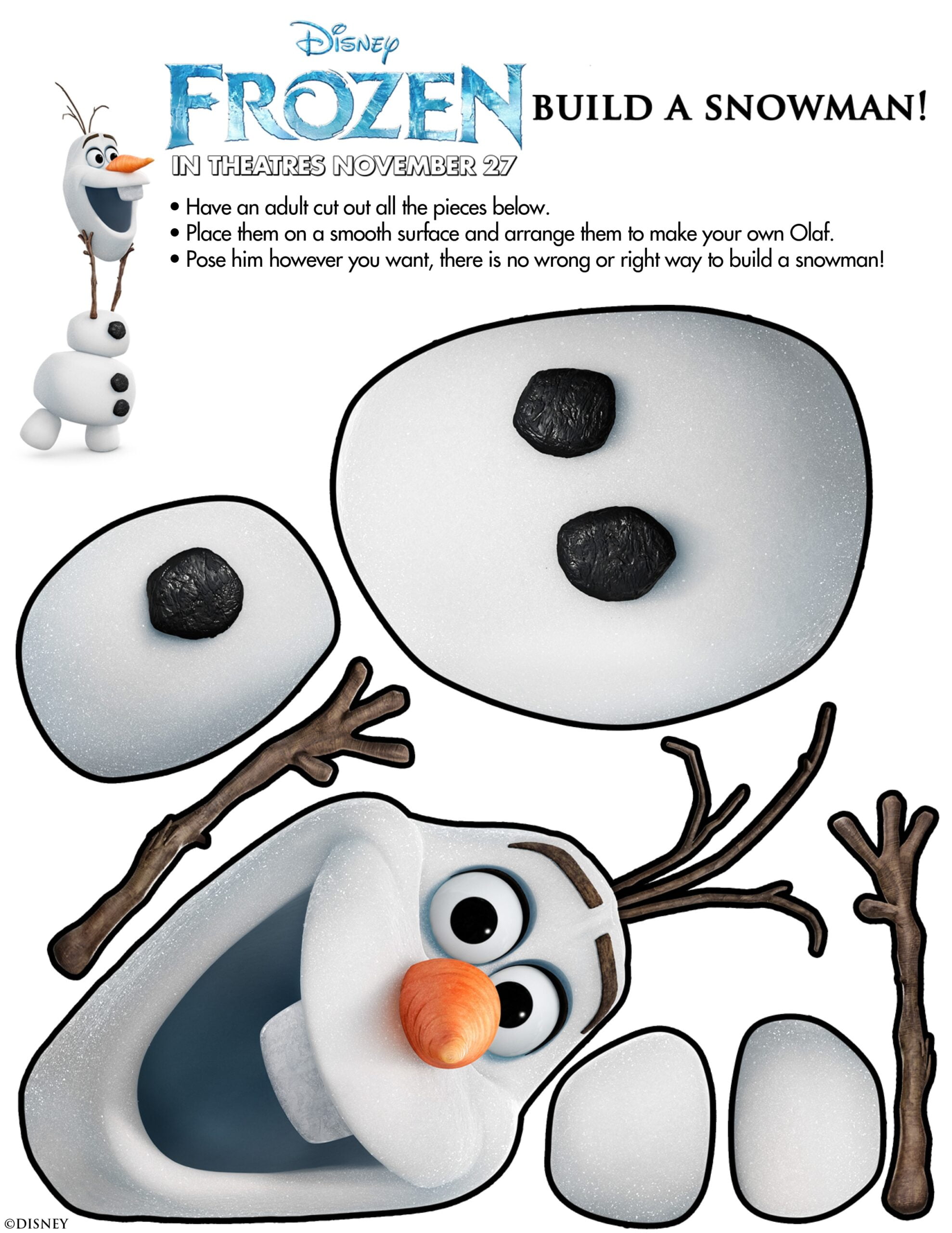 Olaf Printable From Disney Frozen Olaf Template For Crafts 