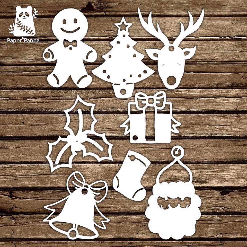Papercut DIY Design Template Christmas Gift Tags Personal Use