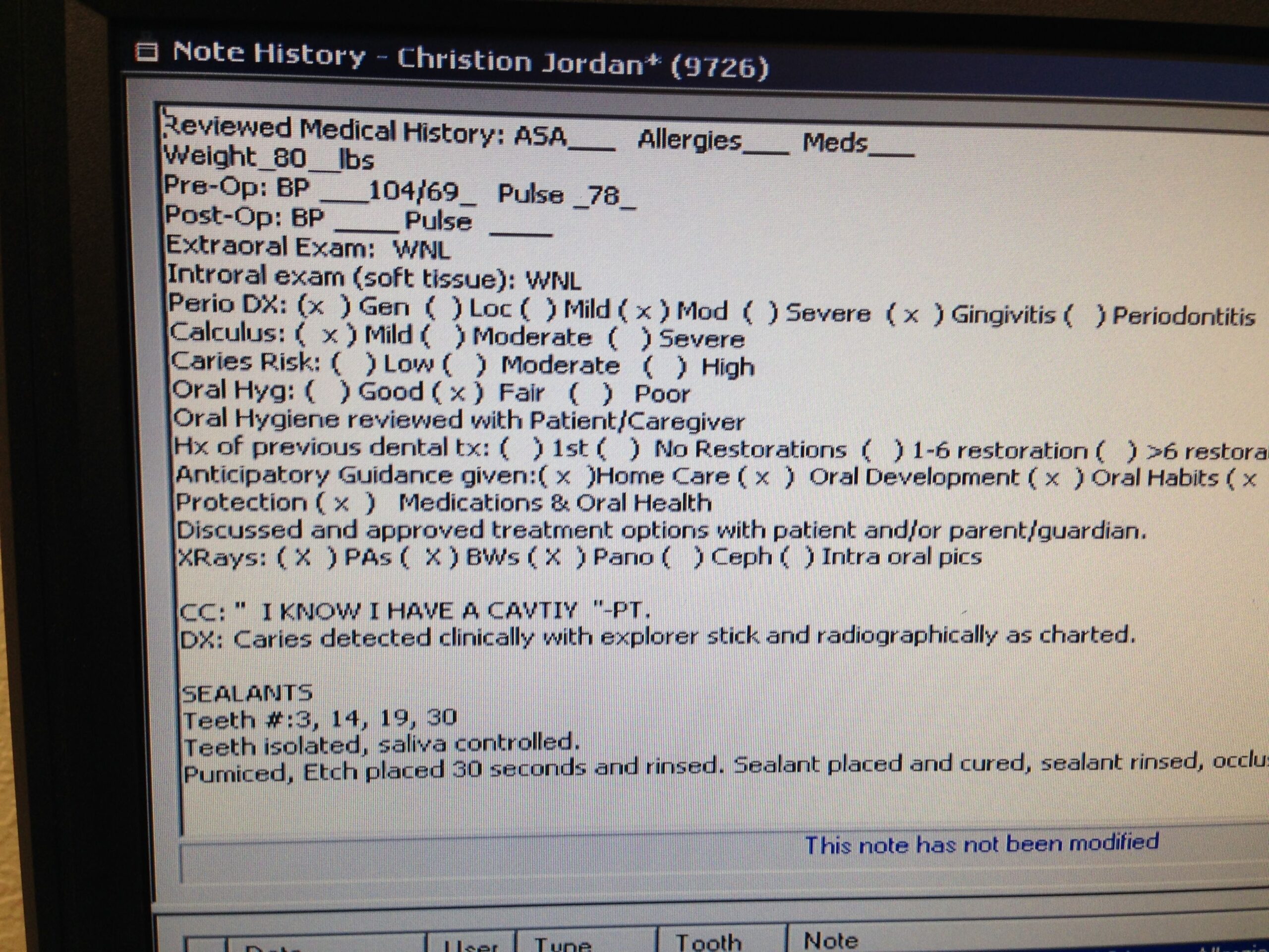 Printable Dental Clinical Notes Template