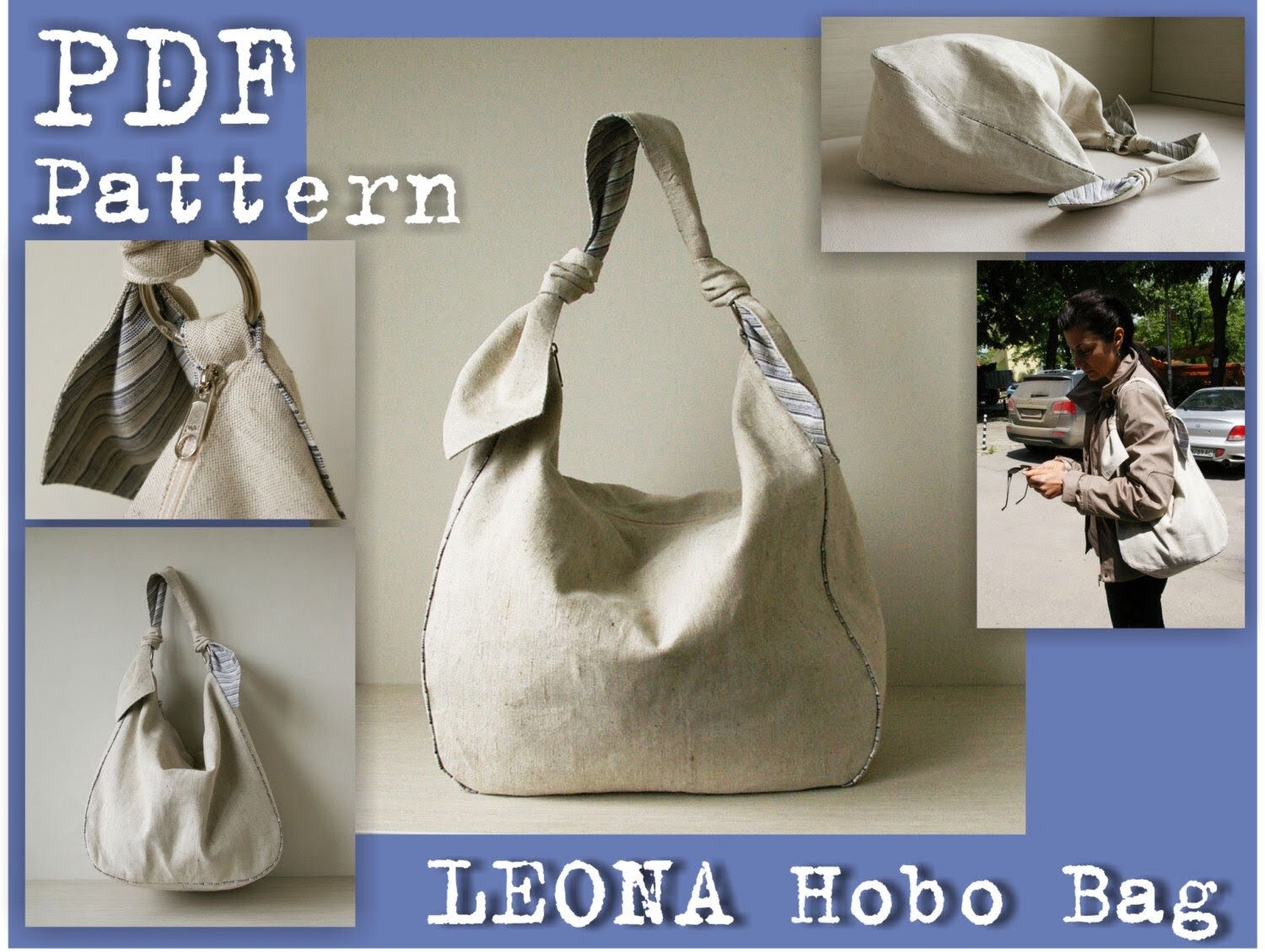 PDF Sewing Pattern To Make Hobo Bag Sling Tote Leona INSTANT Etsy Sac Tissu Personnalis Mod les De Sac Sac