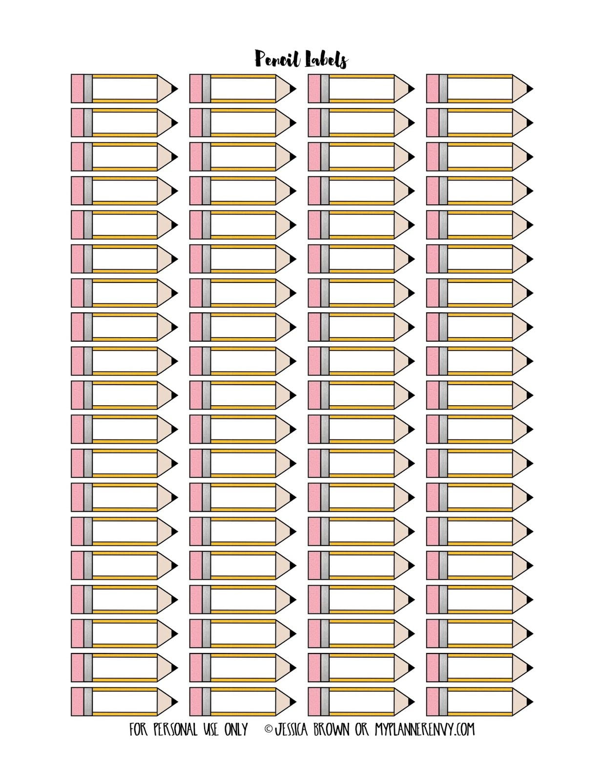 Printable Pencil Label Template