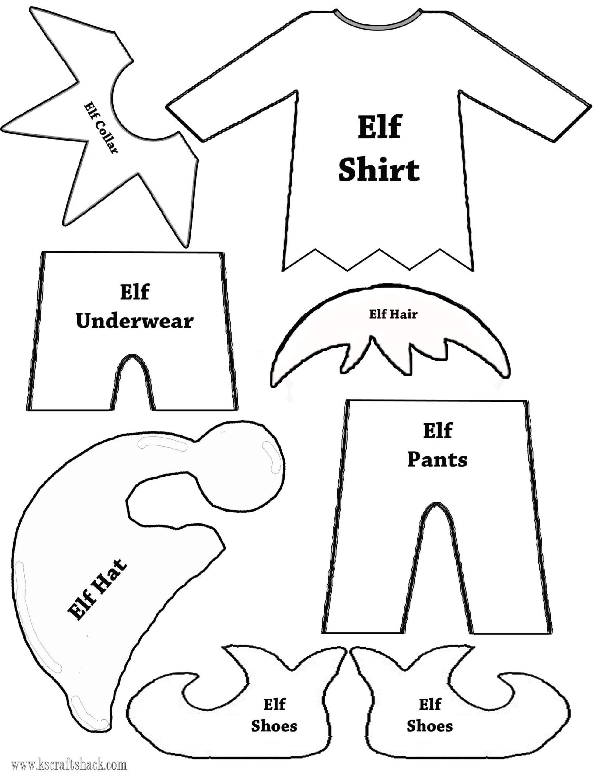 Printable Elf Clothes Template