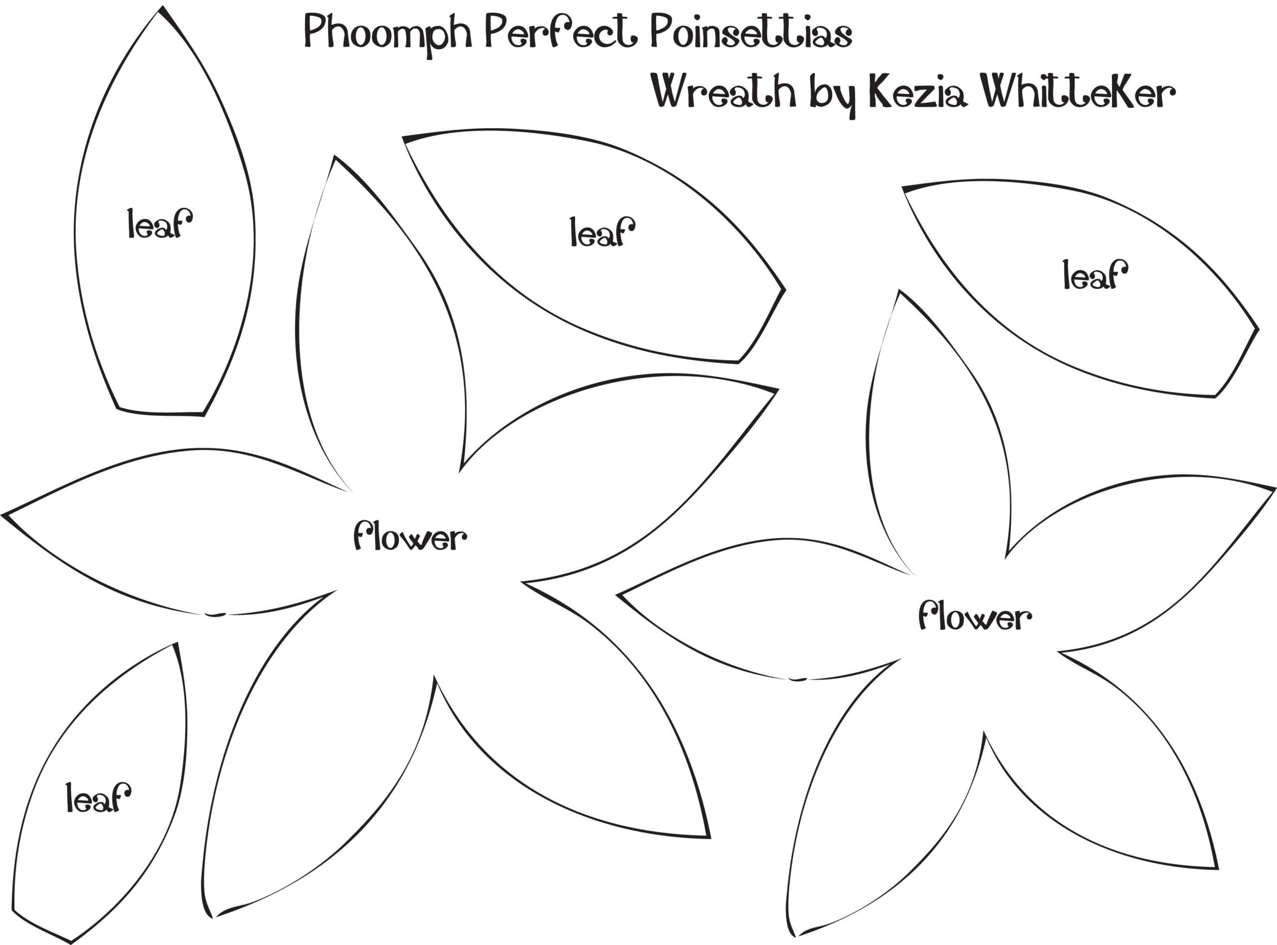 Poinsettia Leaf Pattern Template Felt Flower Template Flower Templates Printable Flower Template