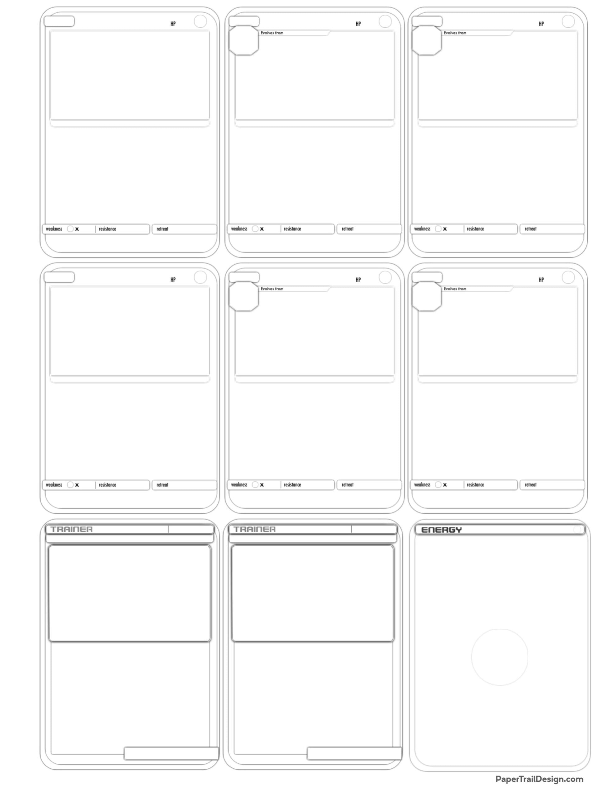 Pok mon Card Template Free Printable Paper Trail Design