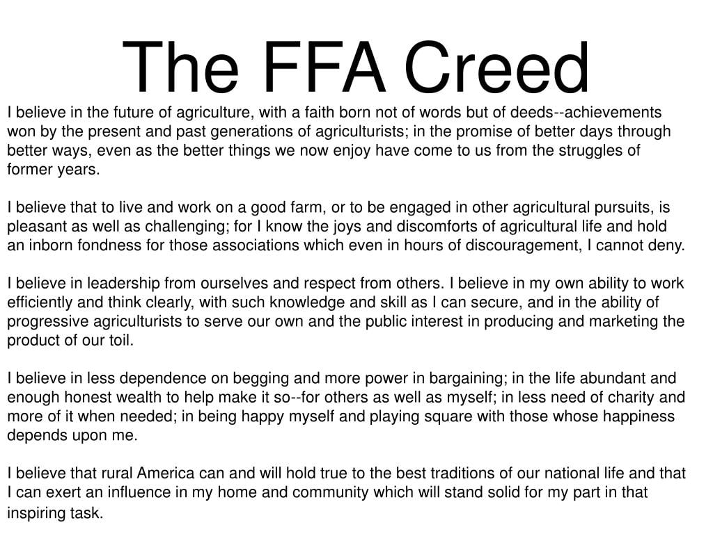 PPT Learning The FFA Creed PowerPoint Presentation Free Download ID 1823535