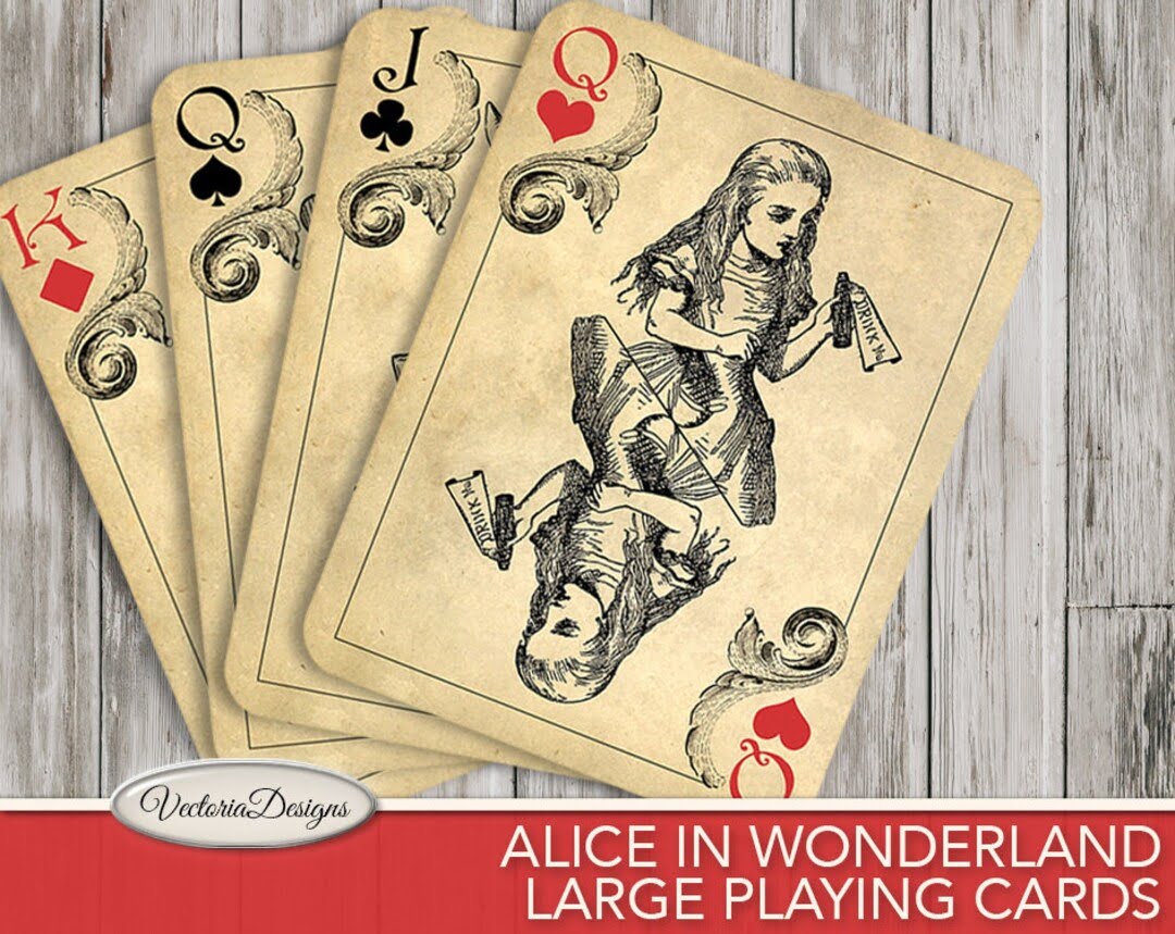 Printable Alice In Wonderland Playing Cards Wall Art Printable Etsy de