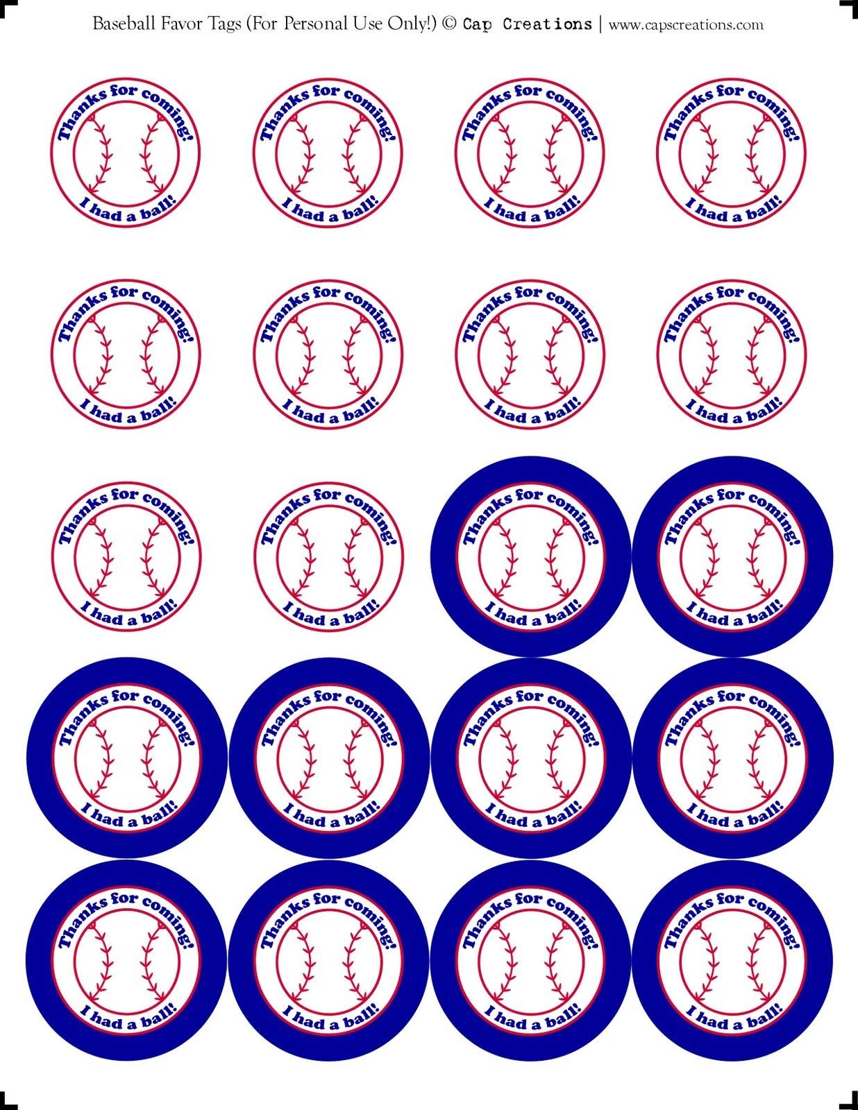 Free Printable Baseball Tags