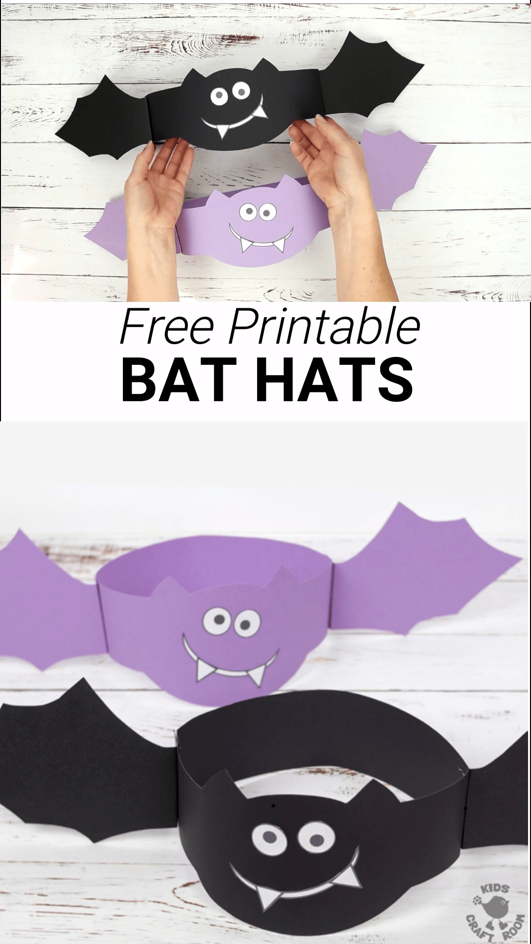 Printable Bat Hats Video Video Halloween Kids Crafts Easy Halloween Crafts For Kids Halloween Arts And Crafts