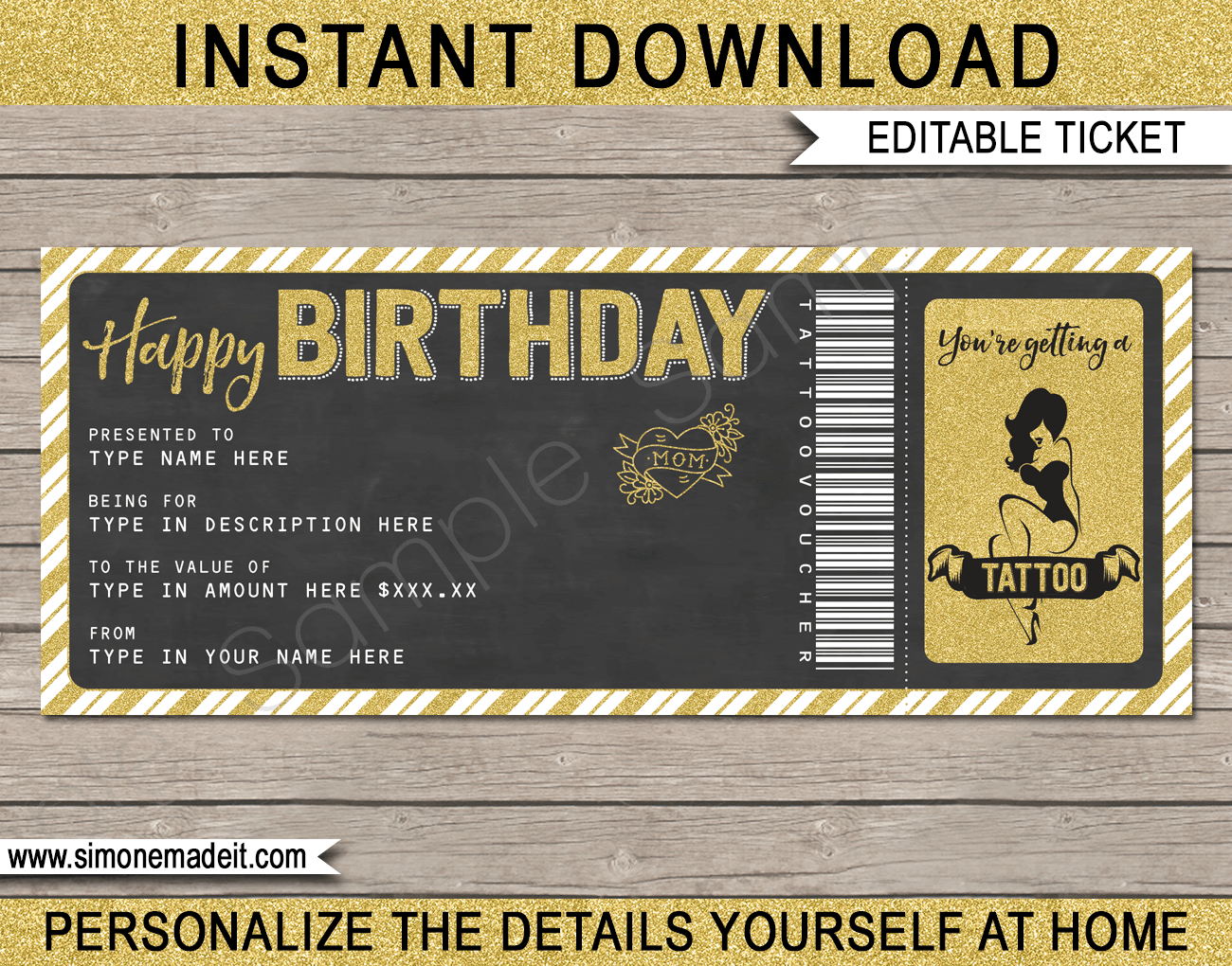 Free Printable Tattoo Voucher Template