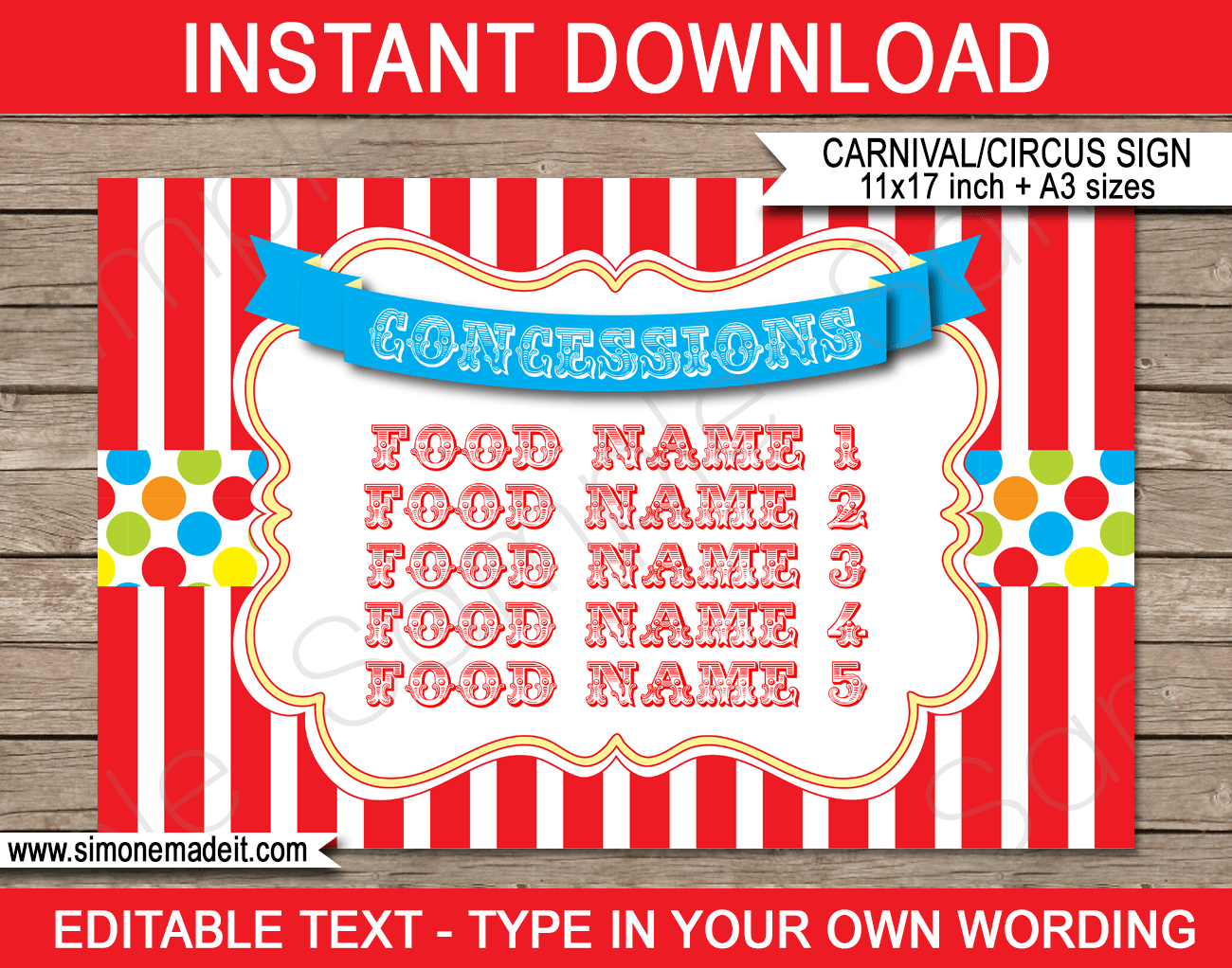 Concession Stand Sign Printable