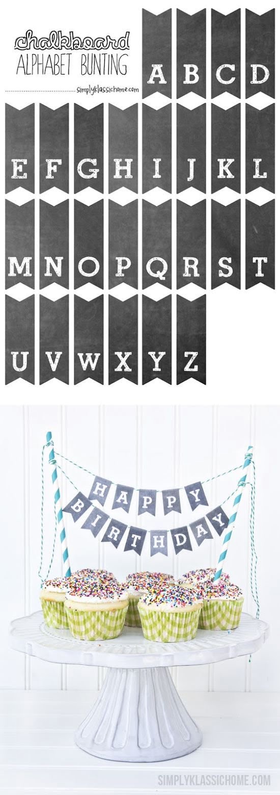 Printable Chalkboard Letters Cake Bunting Yellow Bliss Road Alphabet Cake Chalkboard Lettering Free Chalkboard Printables