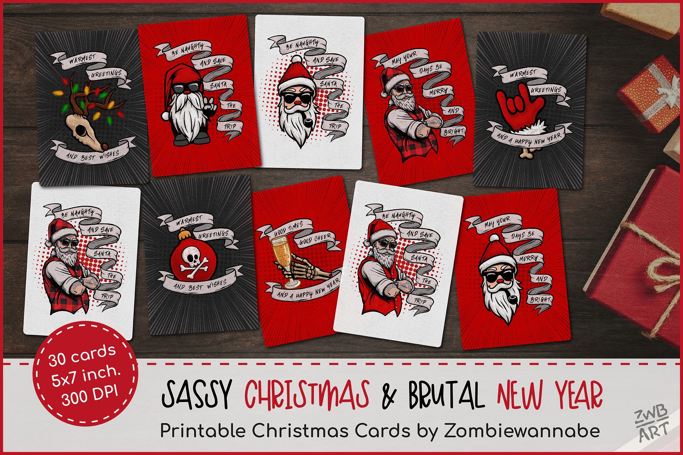 Printable Christmas Cards Naughty Creepmas Brutal New Year
