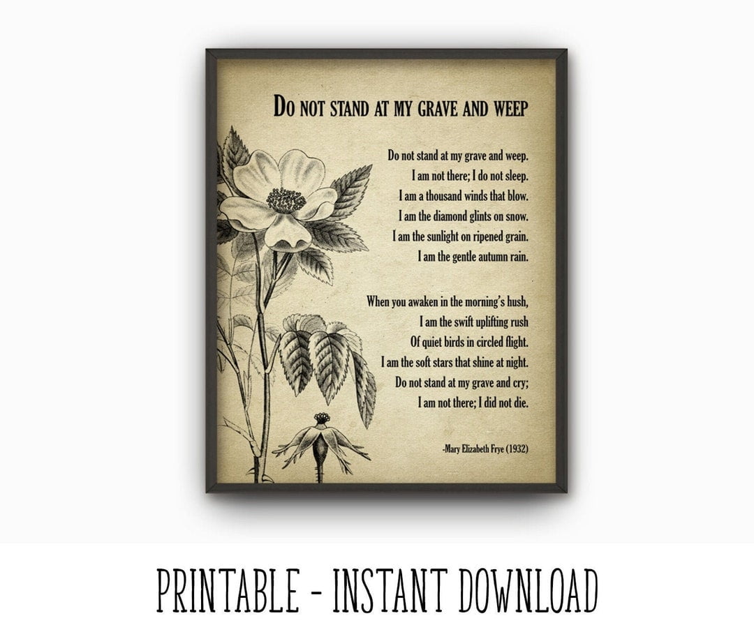 PRINTABLE Do Not Stand At My Grave And Weep Poem In Memory Etsy de