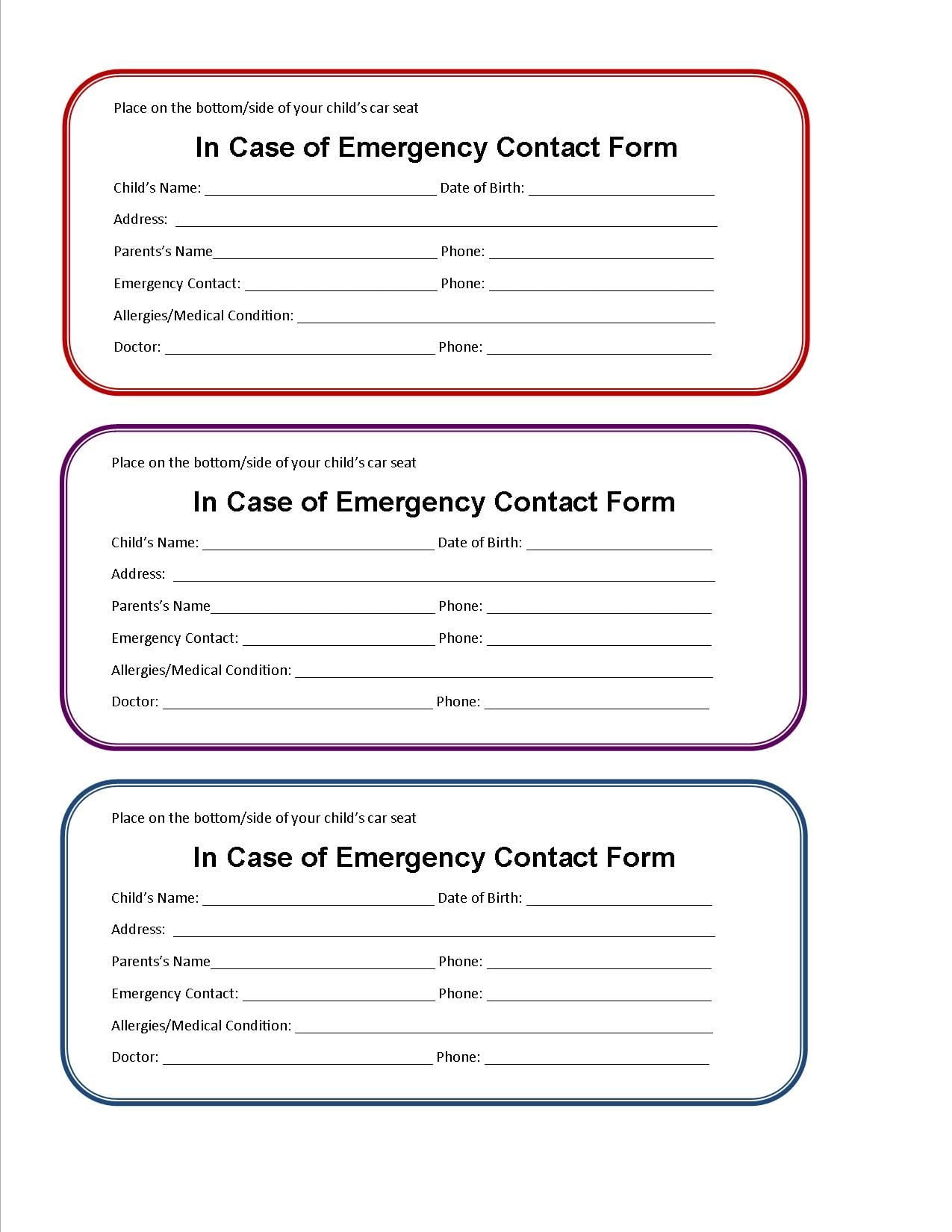 Printable Emergency Contact Form If You Were In An Accident And Unresponsive This Free Emergency Contact Form Contact Card Template Emergency Contact List