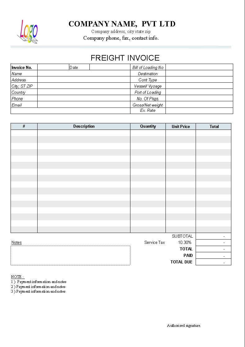 Printable Freight Invoice Templates Invoice Template Invoicing Software Invoice Template Word