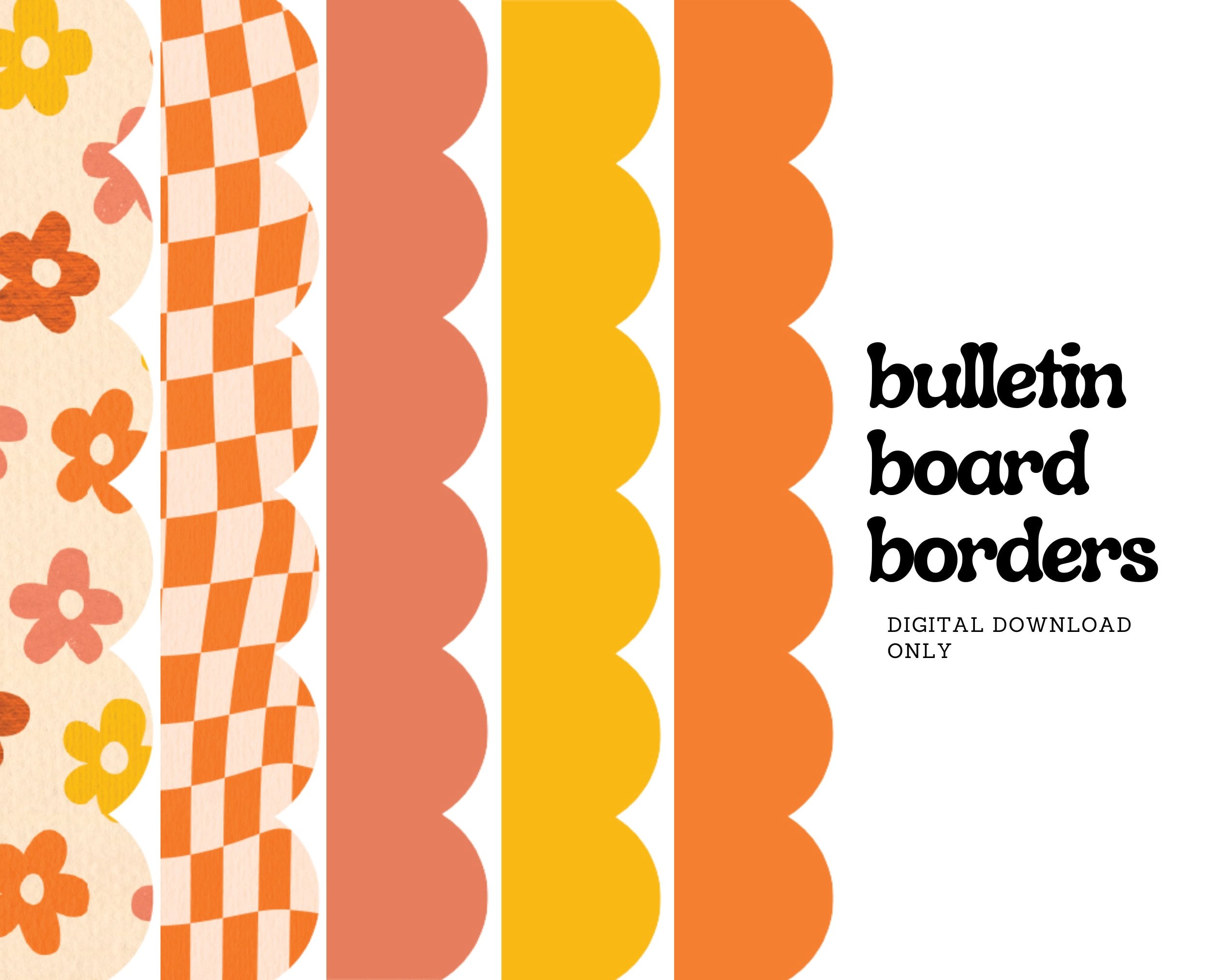 Printable Groovy Borders Bulletin Board 5 Designs Included Etsy