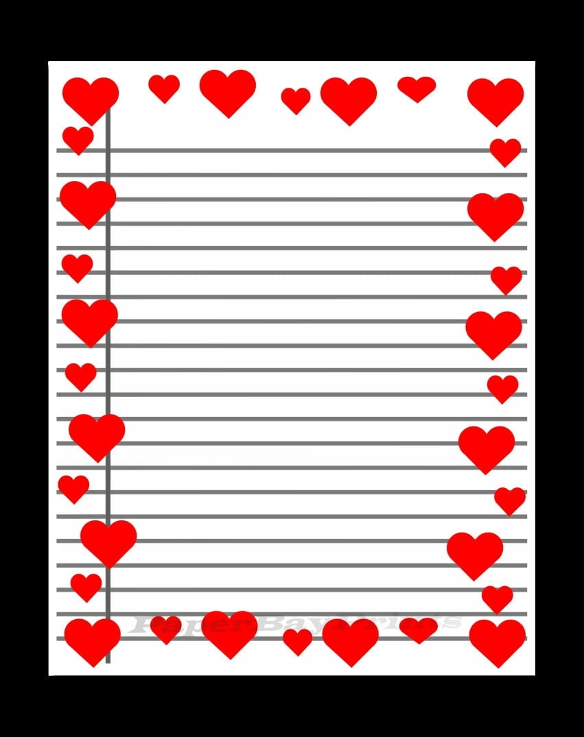Printable Heart Border Writing Paper Writing Paper With Etsy Australia